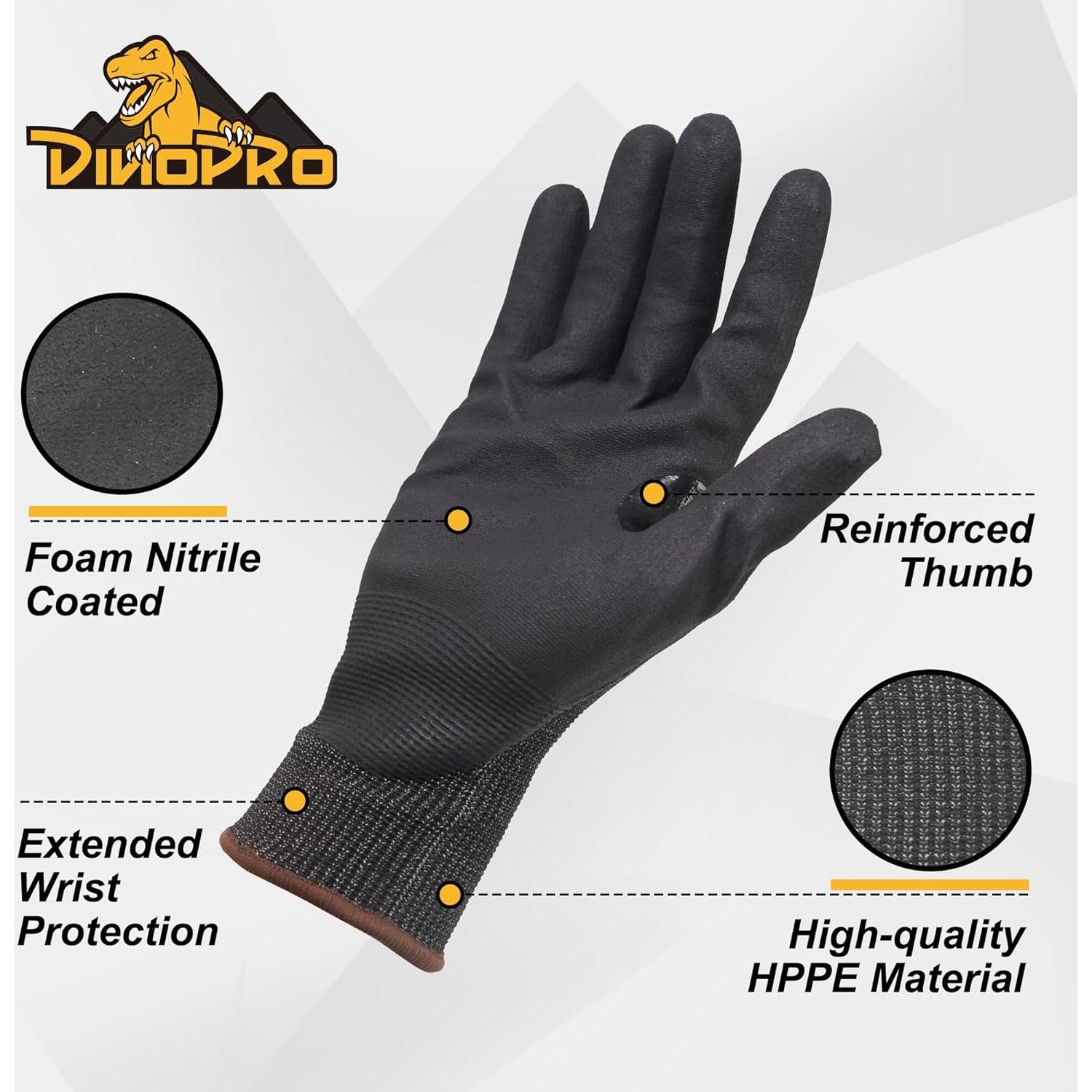 Guantes de Trabajo Resistentes a Cortes A4 DINOPRO - 12 Pares