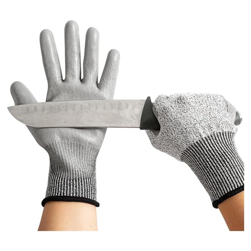 Guantes de Trabajo Resistentes a Cortes Nivel 5 HPPE PU 3 Pares