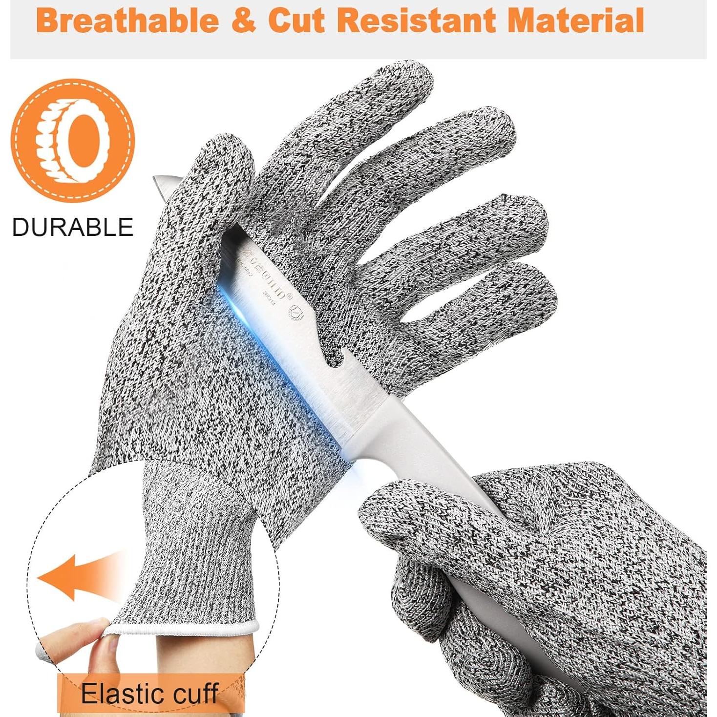 Guantes Resistentes a Cortes Nivel 5 Chuarry - 10 Pares Grande Gris