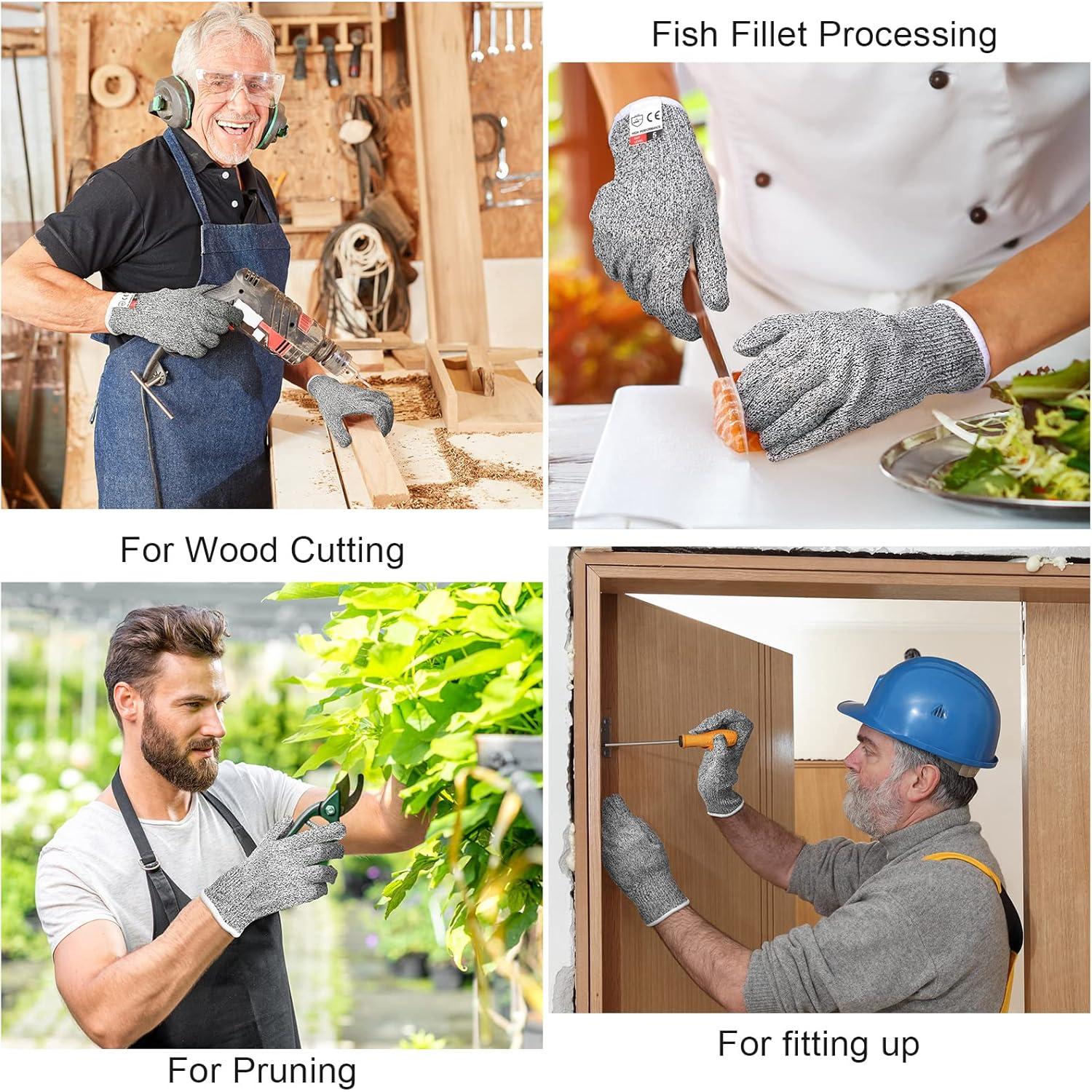 Guantes Resistentes a Cortes Nivel 5 Chuarry - 10 Pares Grande Gris