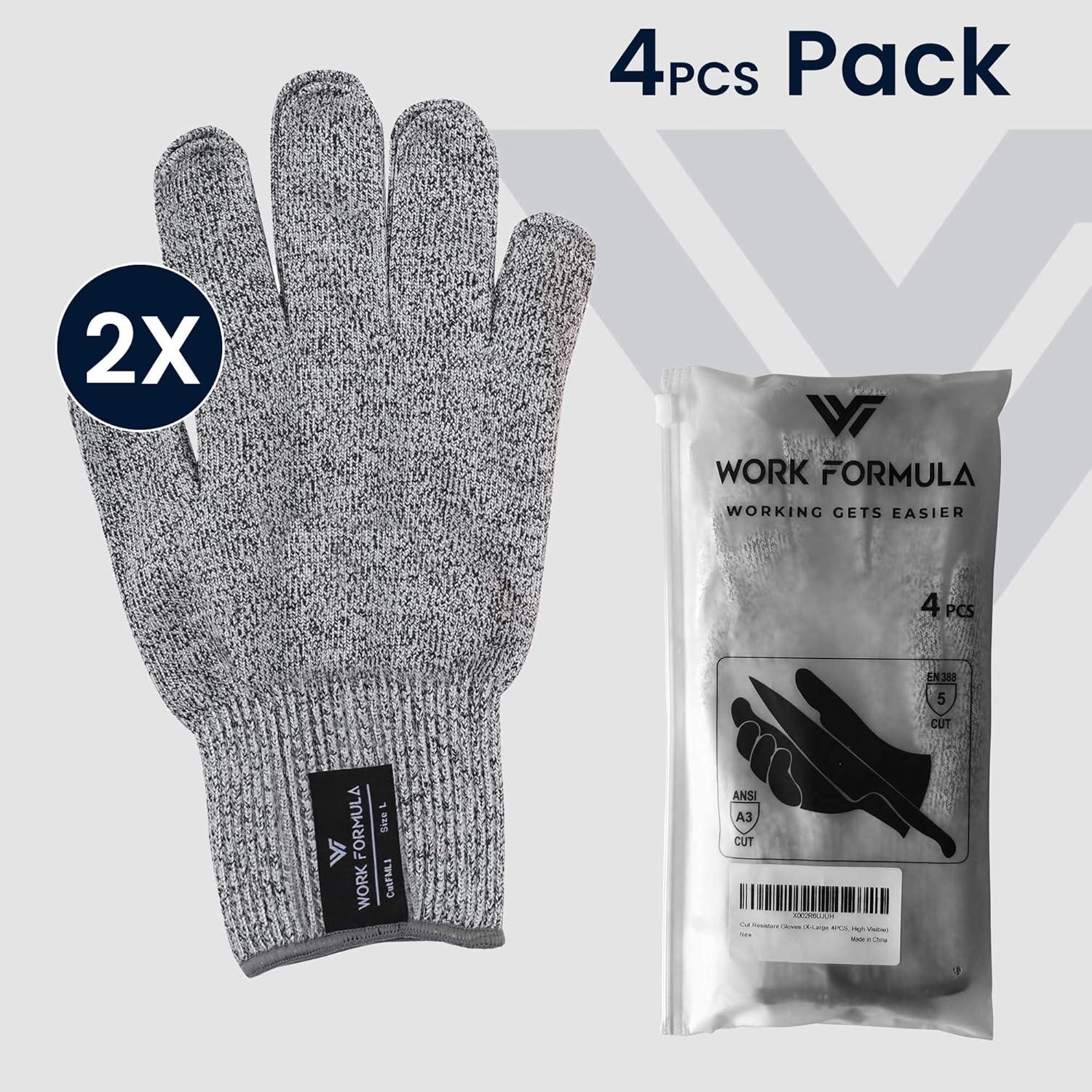 Guantes de Cocina Anticorte WORK FORMULA - 4 Pcs Talla Grande
