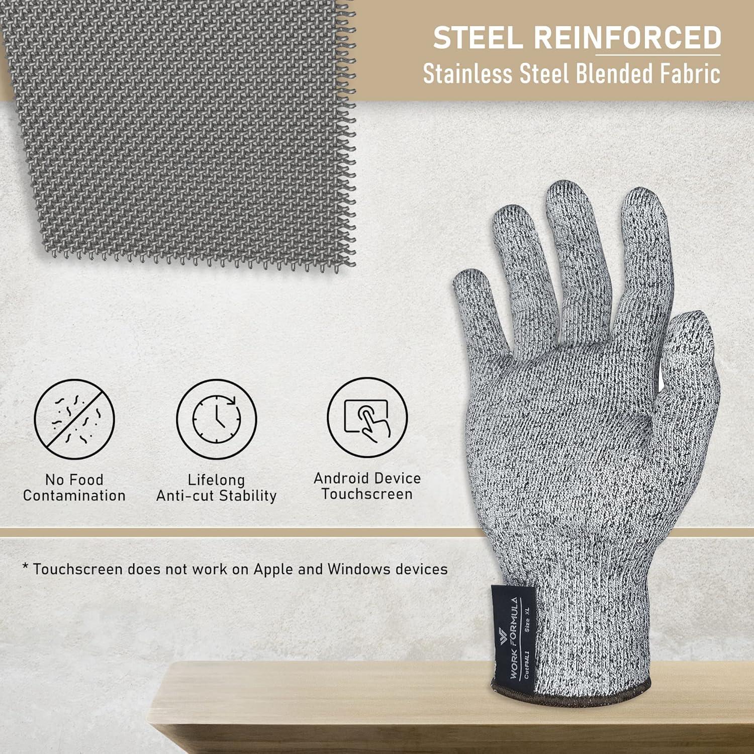 Guantes de Cocina Anticorte WORK FORMULA - 4 Pcs Talla Grande