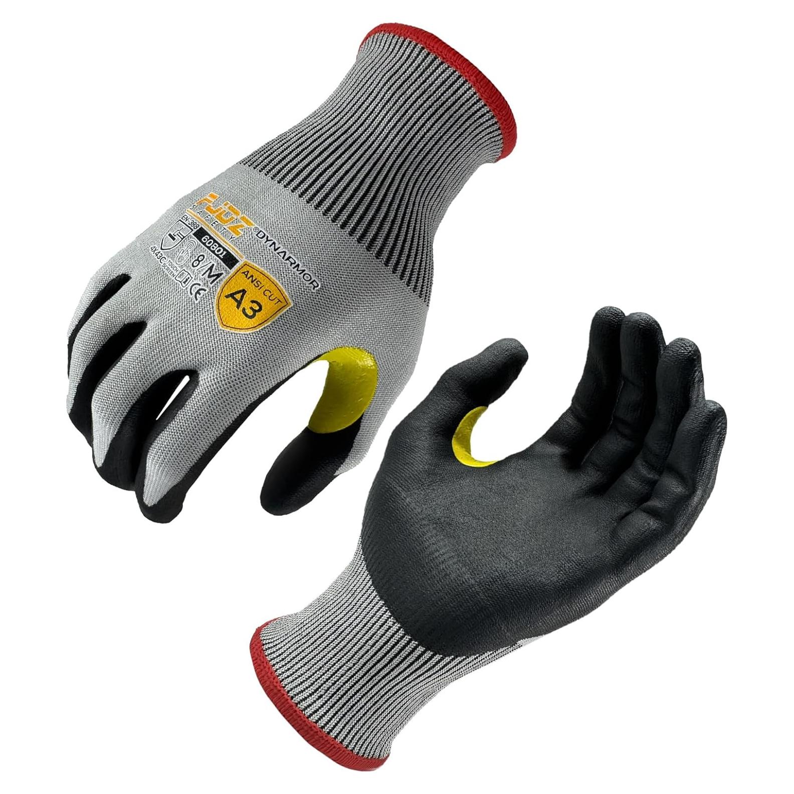 Guantes de Trabajo Resistentes a Cortes A9 Nitrilo Táctil Grande