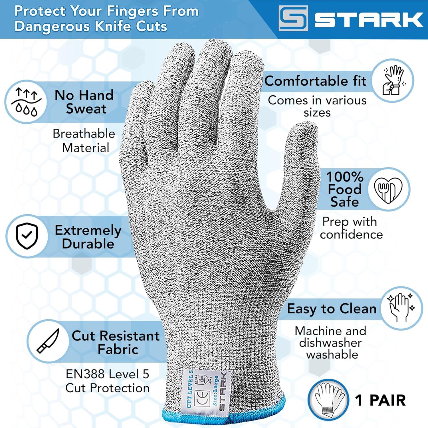Guantes Resistentes a Cortes Stark Safe Nivel 5 - 1 Par Grande
