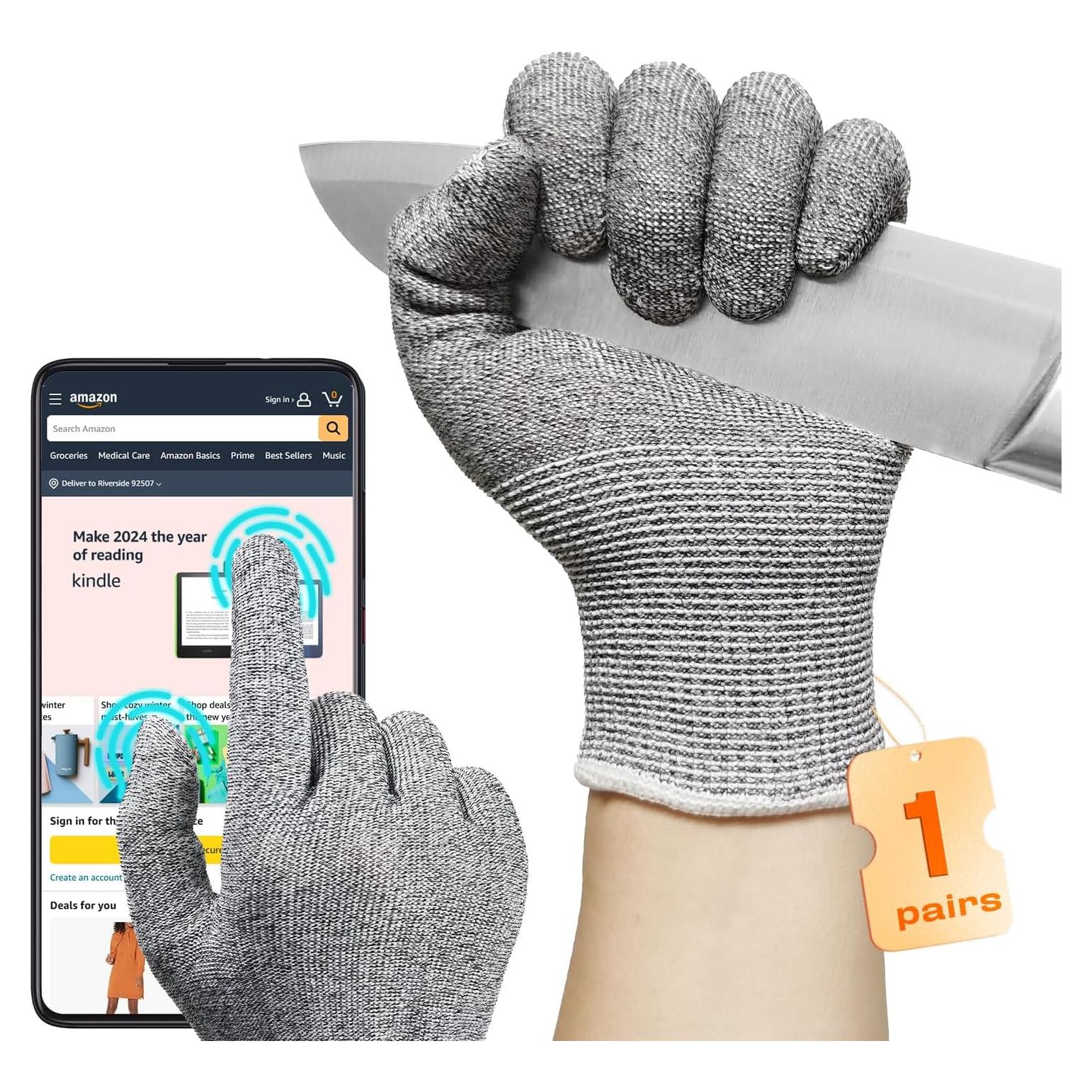 Guantes Resistentes a Cortes Grises JDL, Talla Grande, Grado Alimenticio