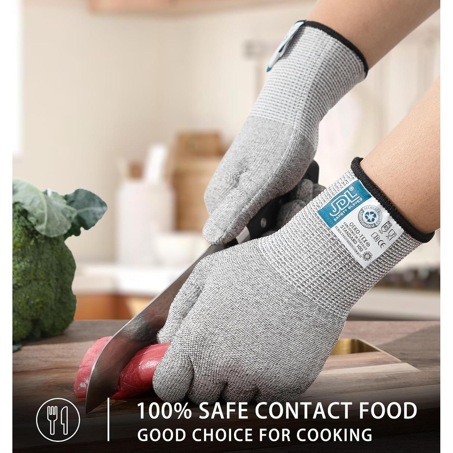 Guantes Resistentes a Cortes Grises JDL, Talla Grande, Grado Alimenticio