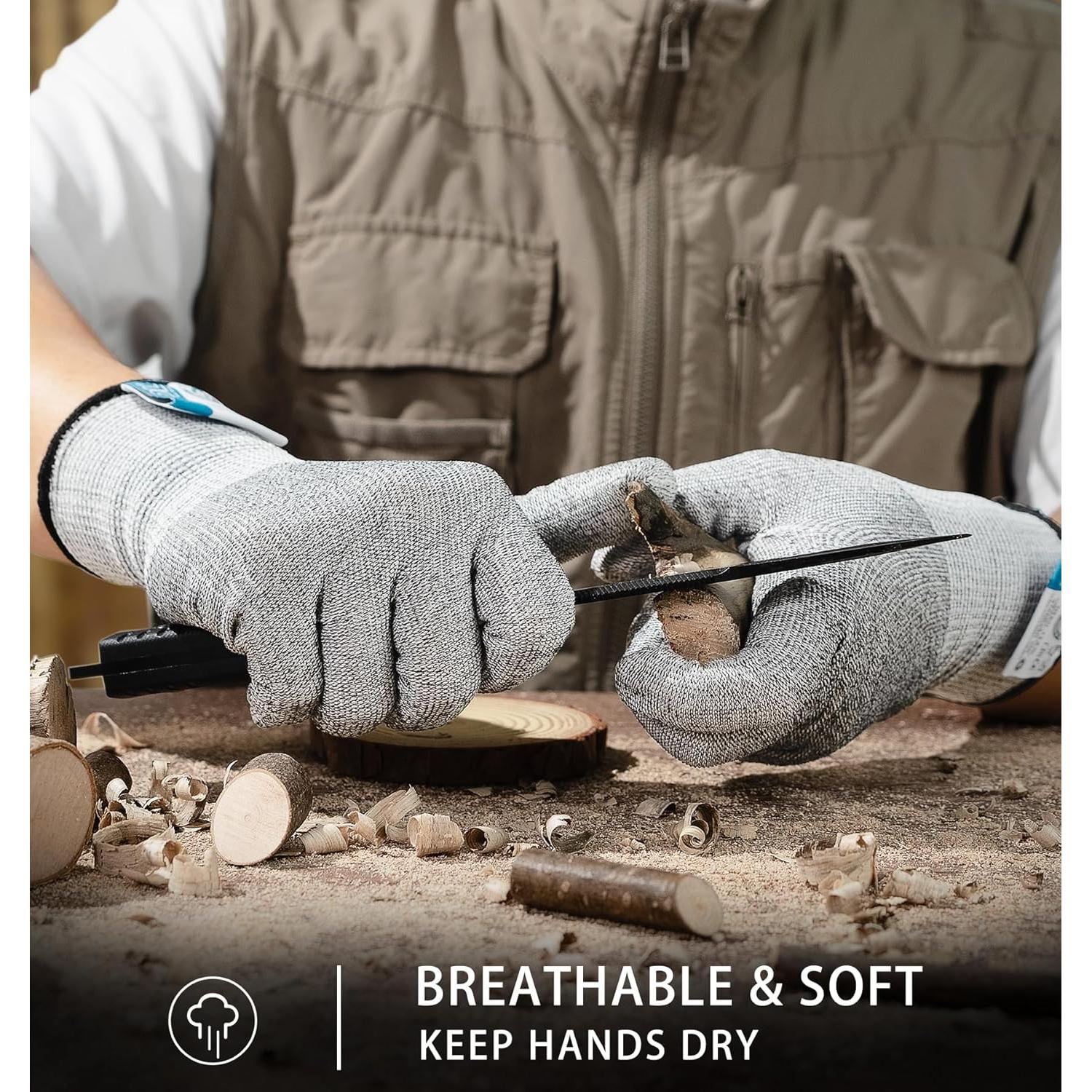 Guantes Resistentes a Cortes Grises JDL, Talla Grande, Grado Alimenticio