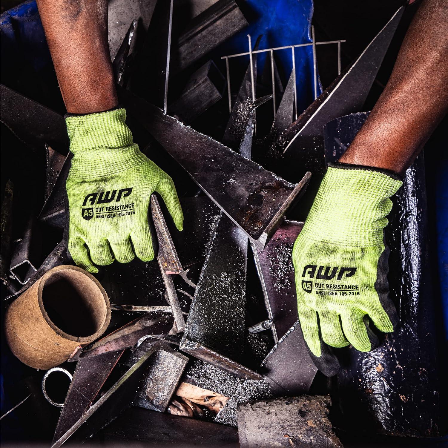 Guantes de Trabajo AWP ANSI A5 Alta Visibilidad Talla Grande