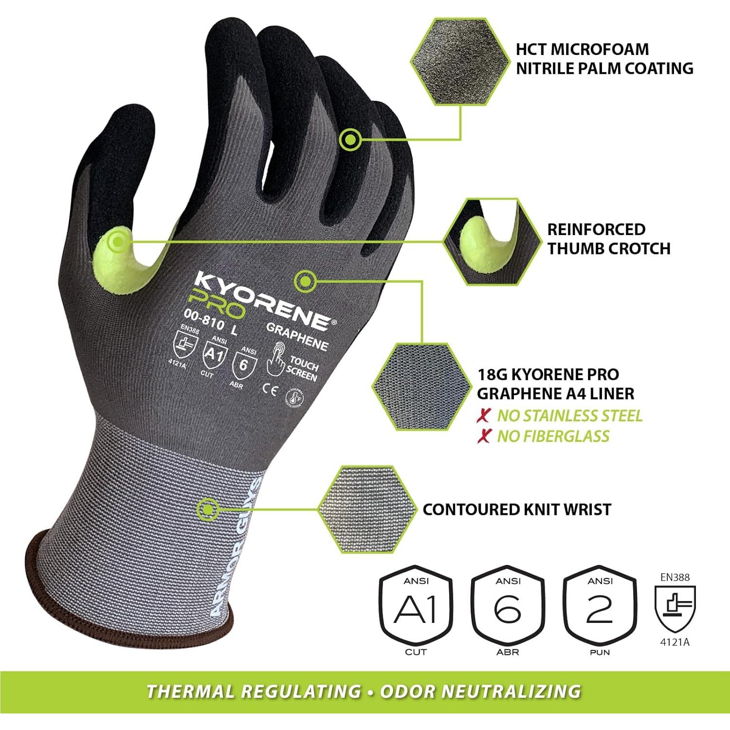 Guantes de Trabajo Armor Guys Kyorene Pro Graphene - L, 3 Piezas