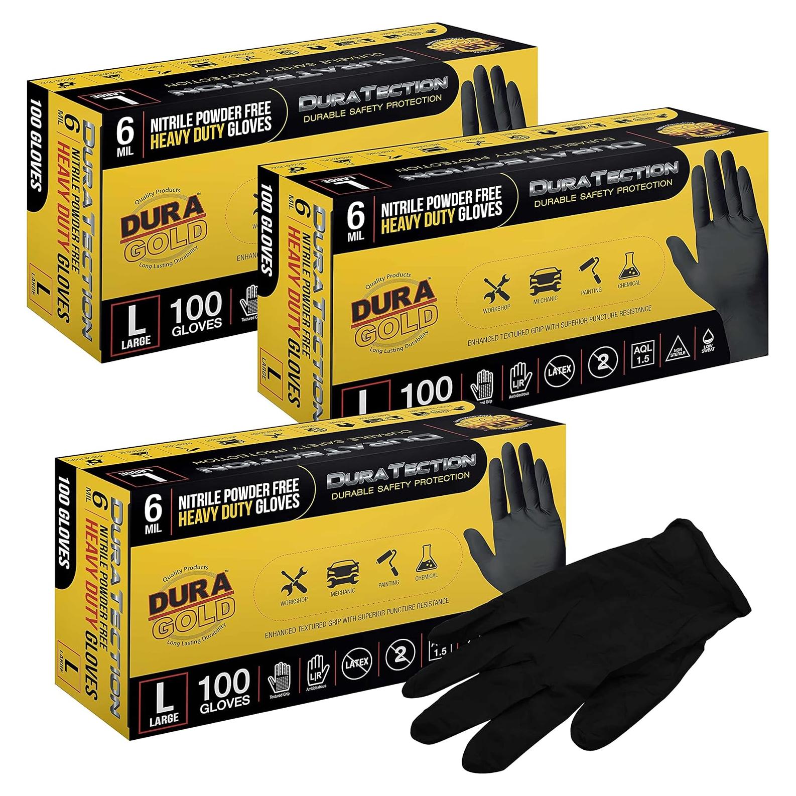 Guantes Desechables de Nitrilo Negro Dura-Gold 6 Mil - Mediano
