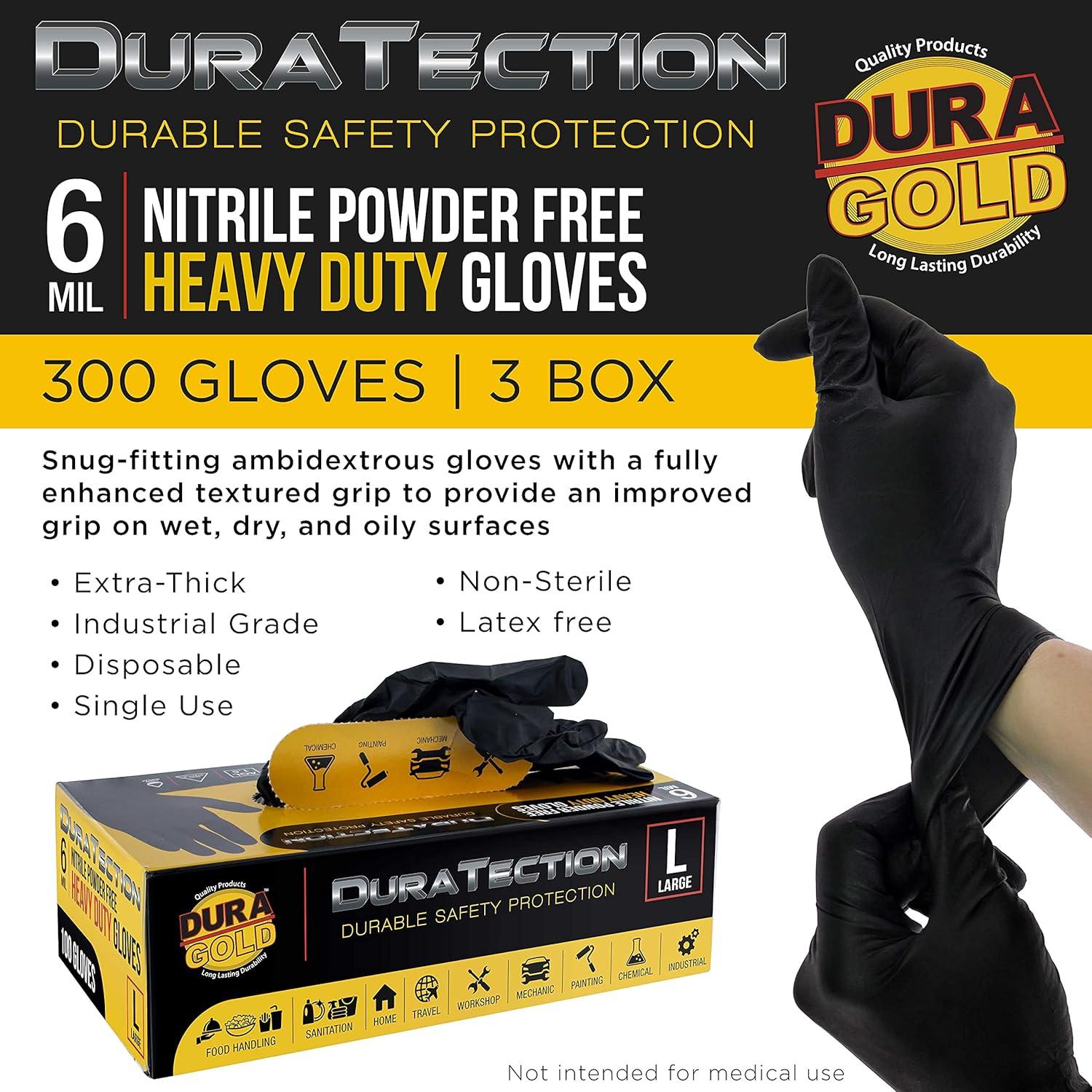 Guantes Desechables de Nitrilo Negro Dura-Gold 6 Mil - Mediano