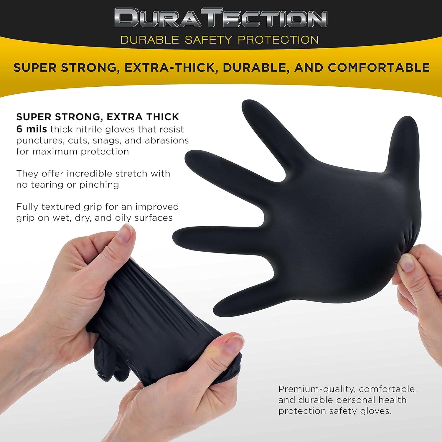 Guantes Desechables de Nitrilo Negro Dura-Gold 6 Mil - Mediano