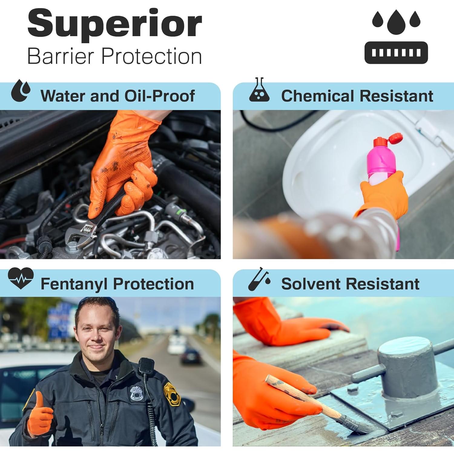 Guantes de Nitrilo Naranjas Raxwell 8.5 Mil Sin Polvo 100 Unidades