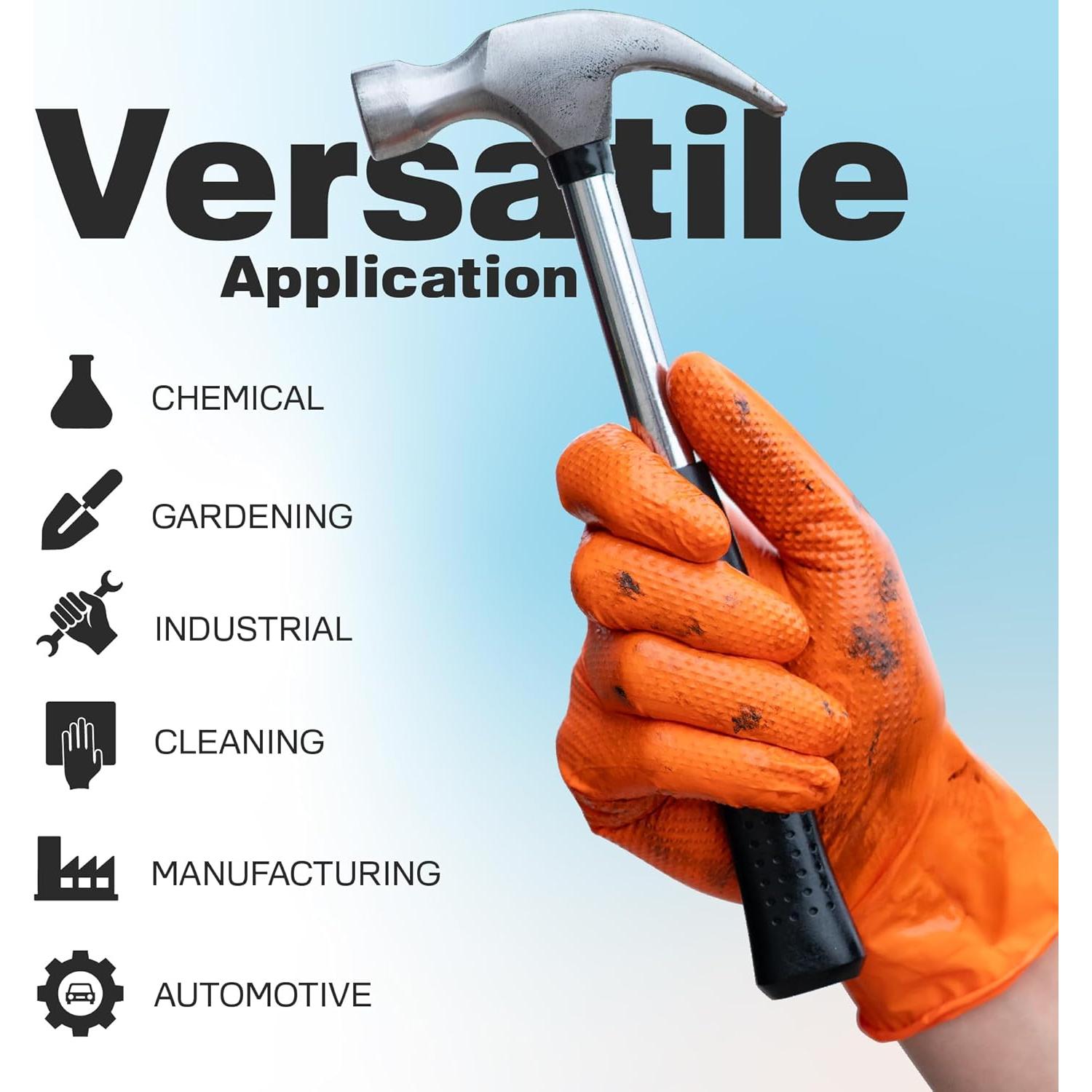 Guantes de Nitrilo Naranjas Raxwell 8.5 Mil Sin Polvo 100 Unidades