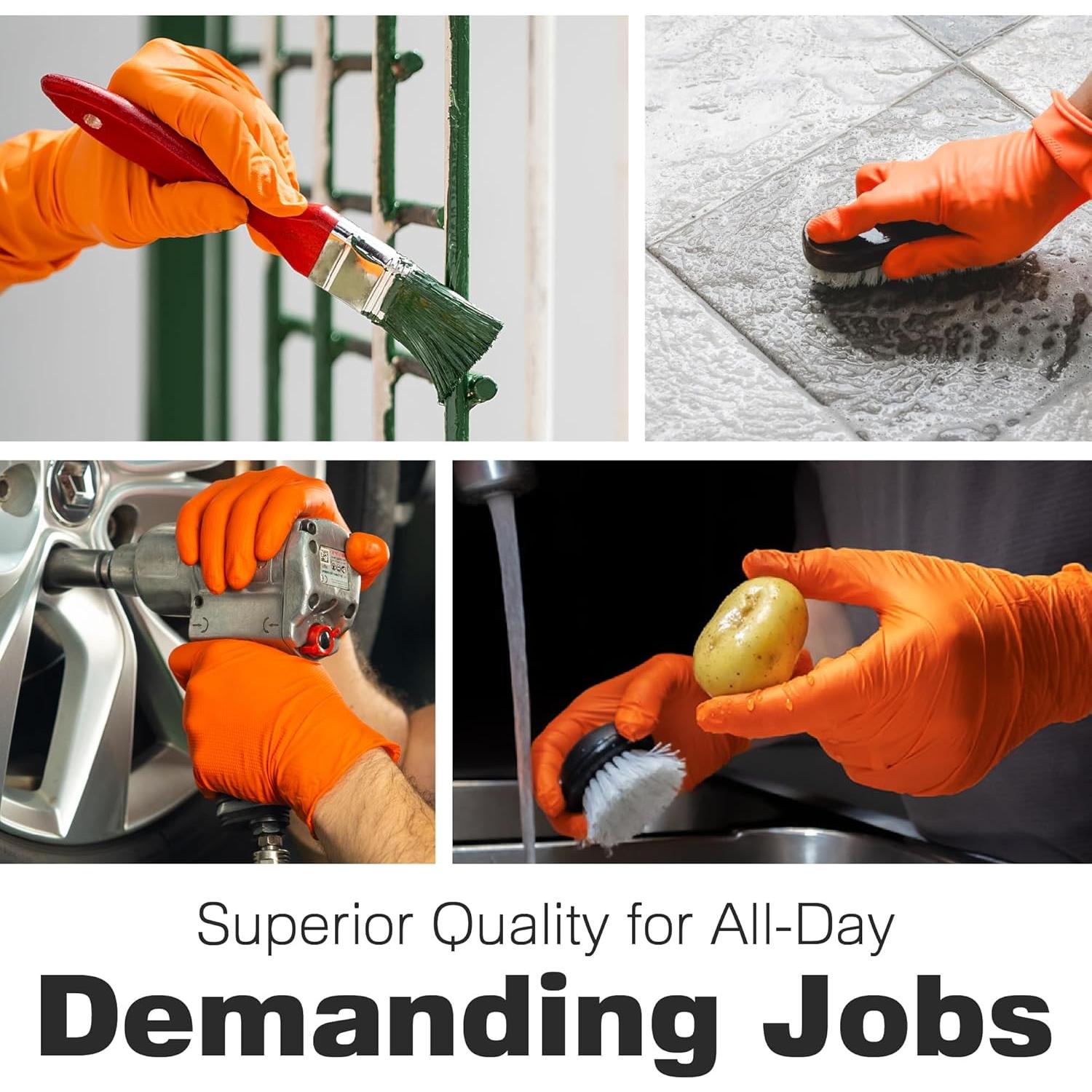 Guantes de Nitrilo Naranjas Raxwell 8.5 Mil Sin Polvo 100 Unidades