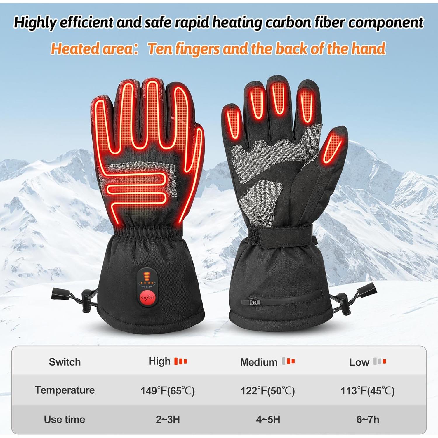 Guantes Calentados WINGLEOV 3X-Grande Negros Aislados