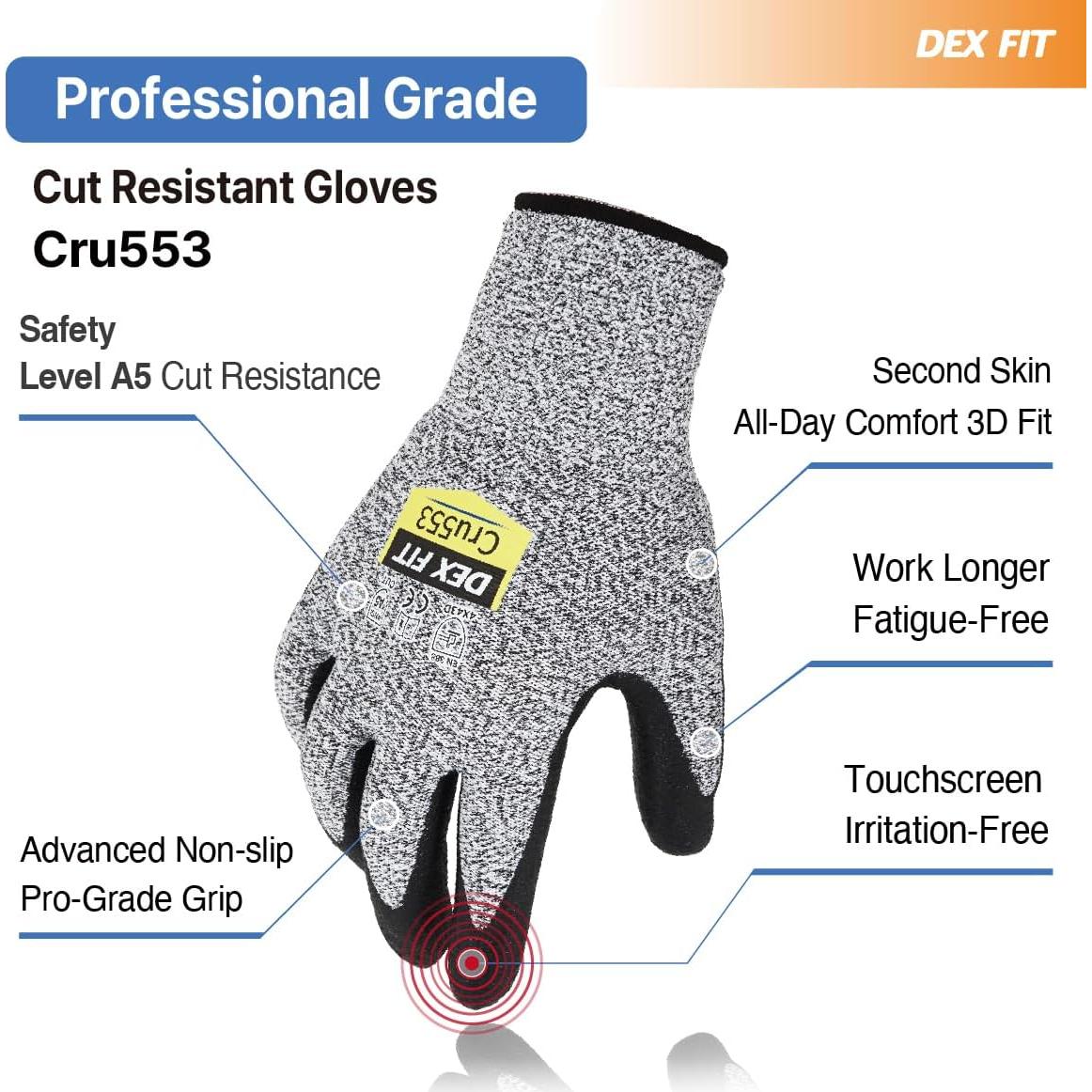 Guantes Resistentes a Cortes Nivel 5 DEX FIT CRU553 - 80 Pares
