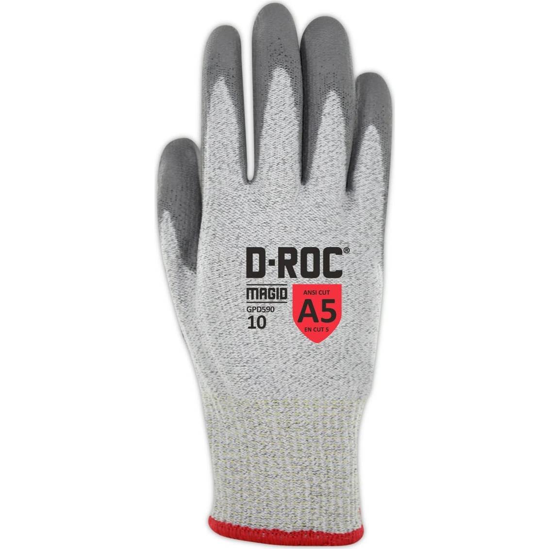 Guantes de Trabajo MAGID D-ROC GPD590 A5 12 Pares T10 Gris