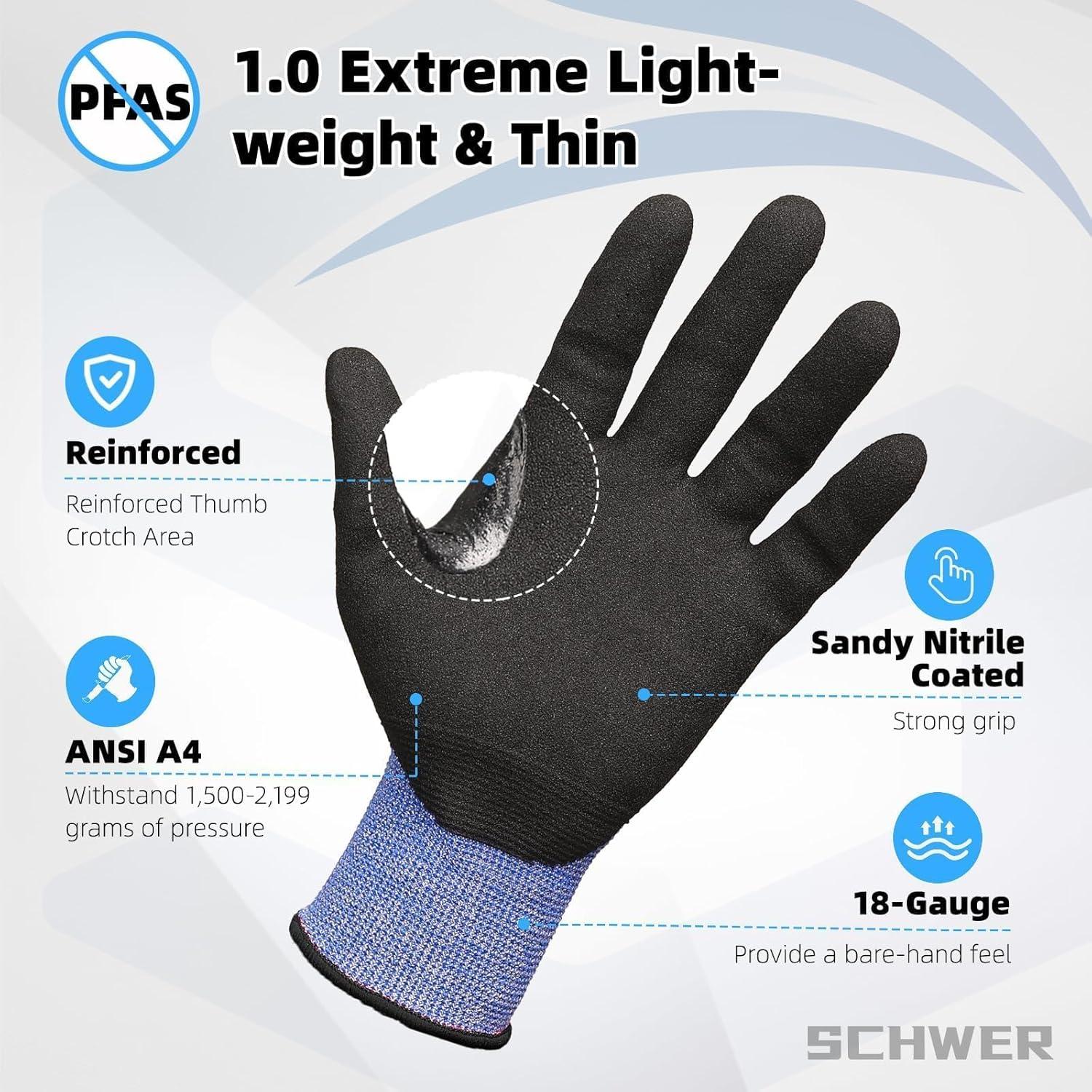 Guantes de Trabajo Schwer AIR-SKIN M + Mangas ANSI A9 Nivel 5