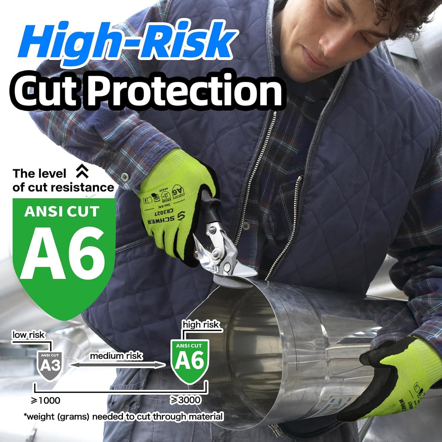 Guantes Resistentes al Corte Schwer Talla L ANSI A6 + Mangas Nivel 5