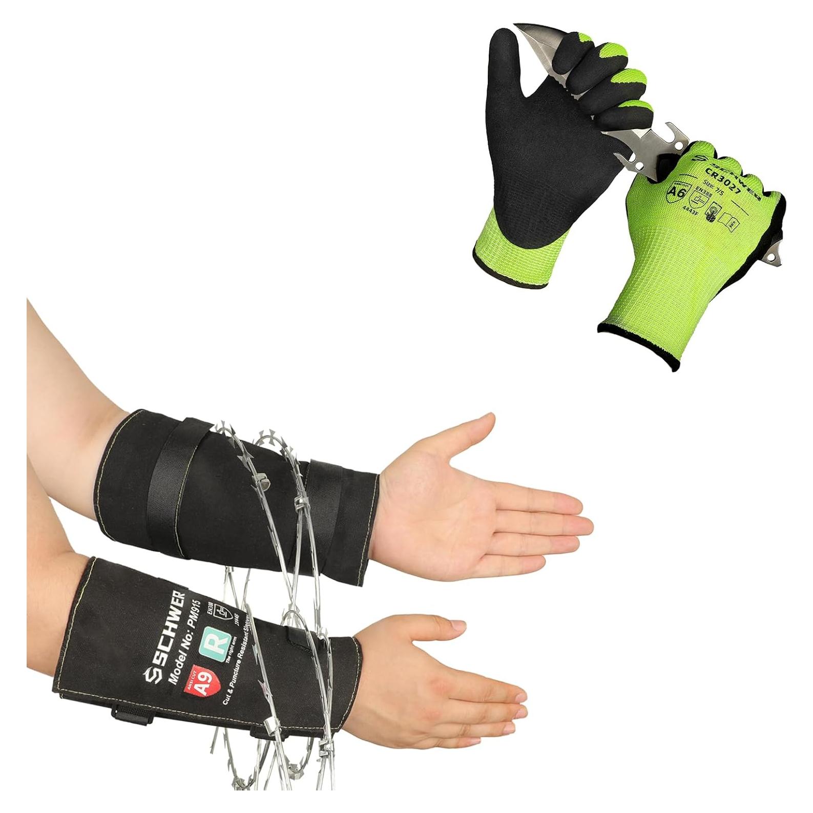 Guantes Resistentes a Cortes Schwer Talla M ANSI A6 + Mangas A9