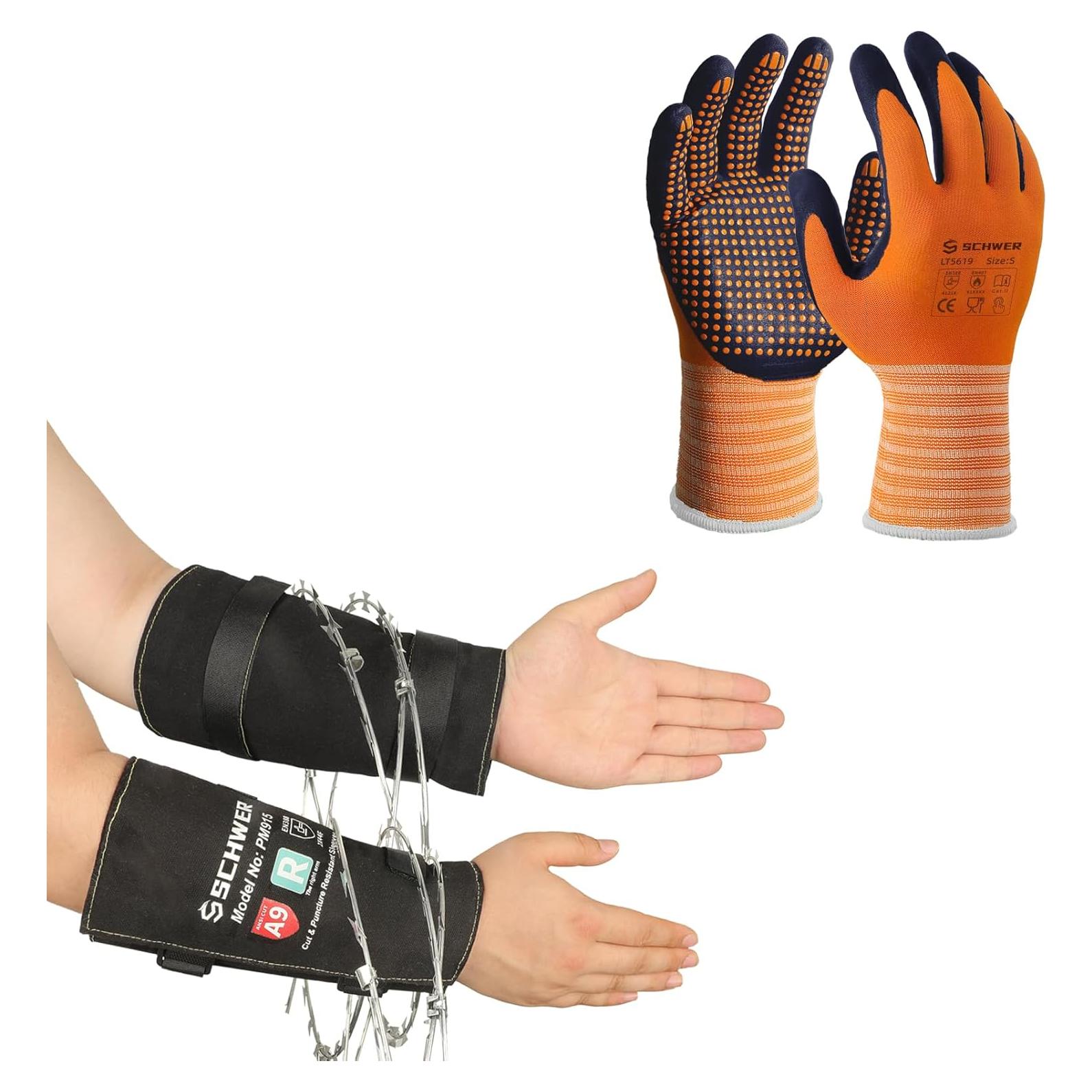 Guantes de Trabajo Schwer LT5619 L Nitrilo + Mangas ANSI A9