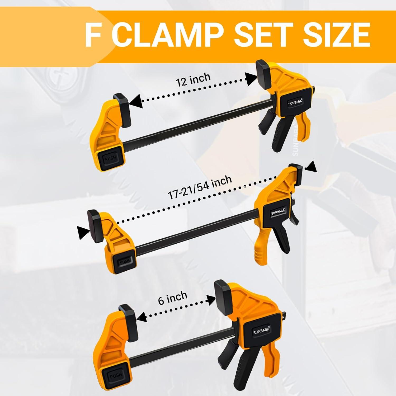 Juego de 6 Abrazaderas de Barra Sunbaba 30cm y 15cm 68kg