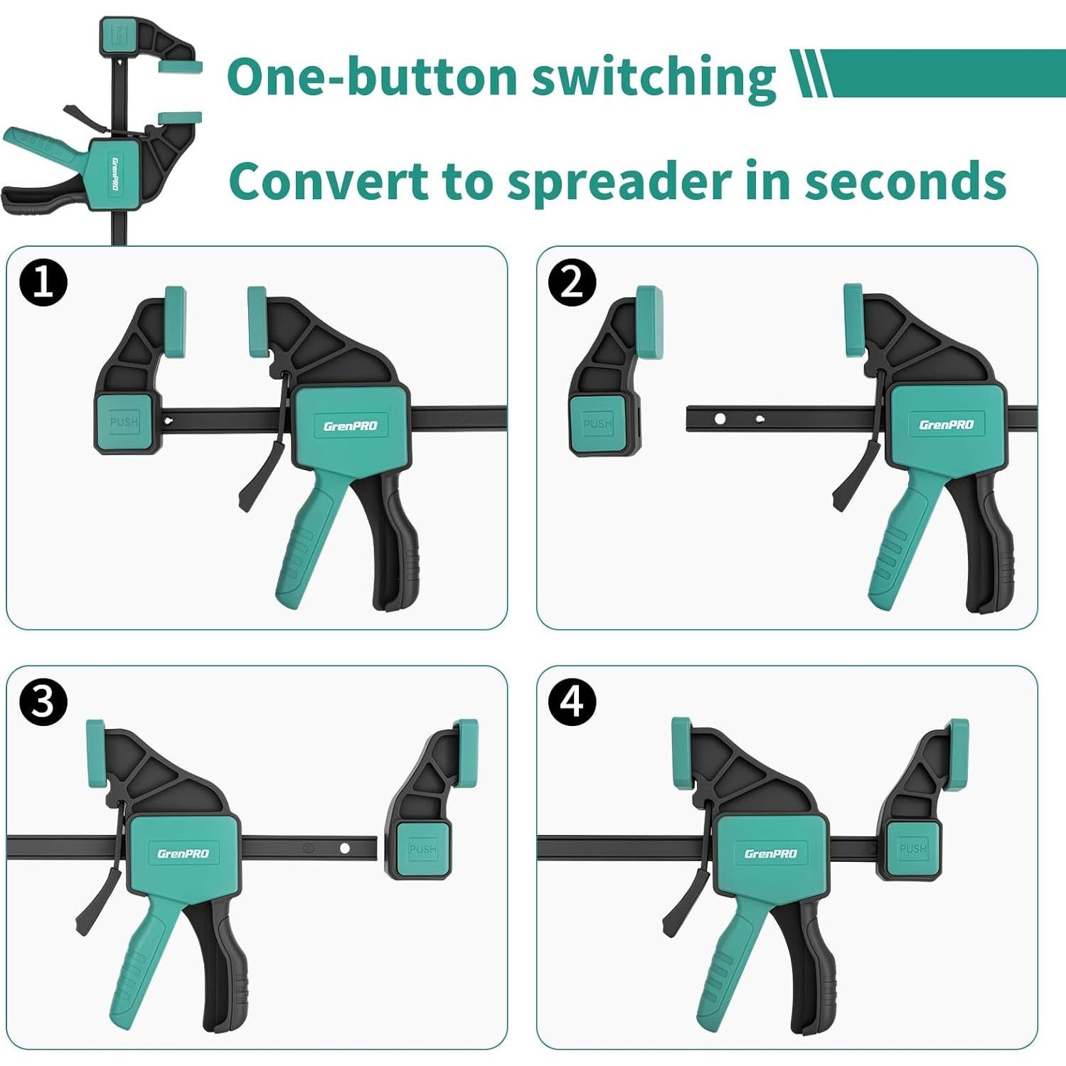 Paquete de 8 Abrazaderas de Barra GrenPRO 6" y 12"