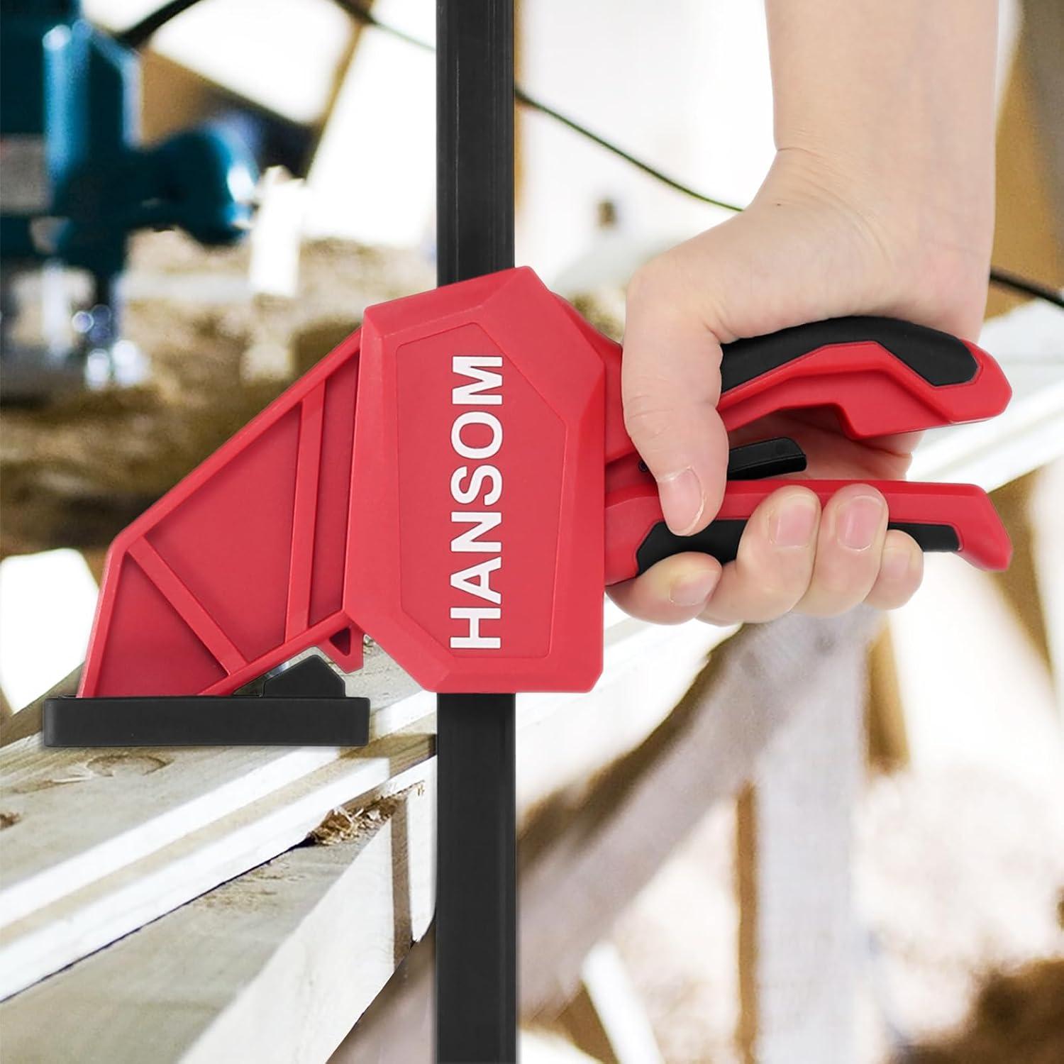 Juego de 4 abrazaderas de carpintería HANSOM 60.96 cm rojas