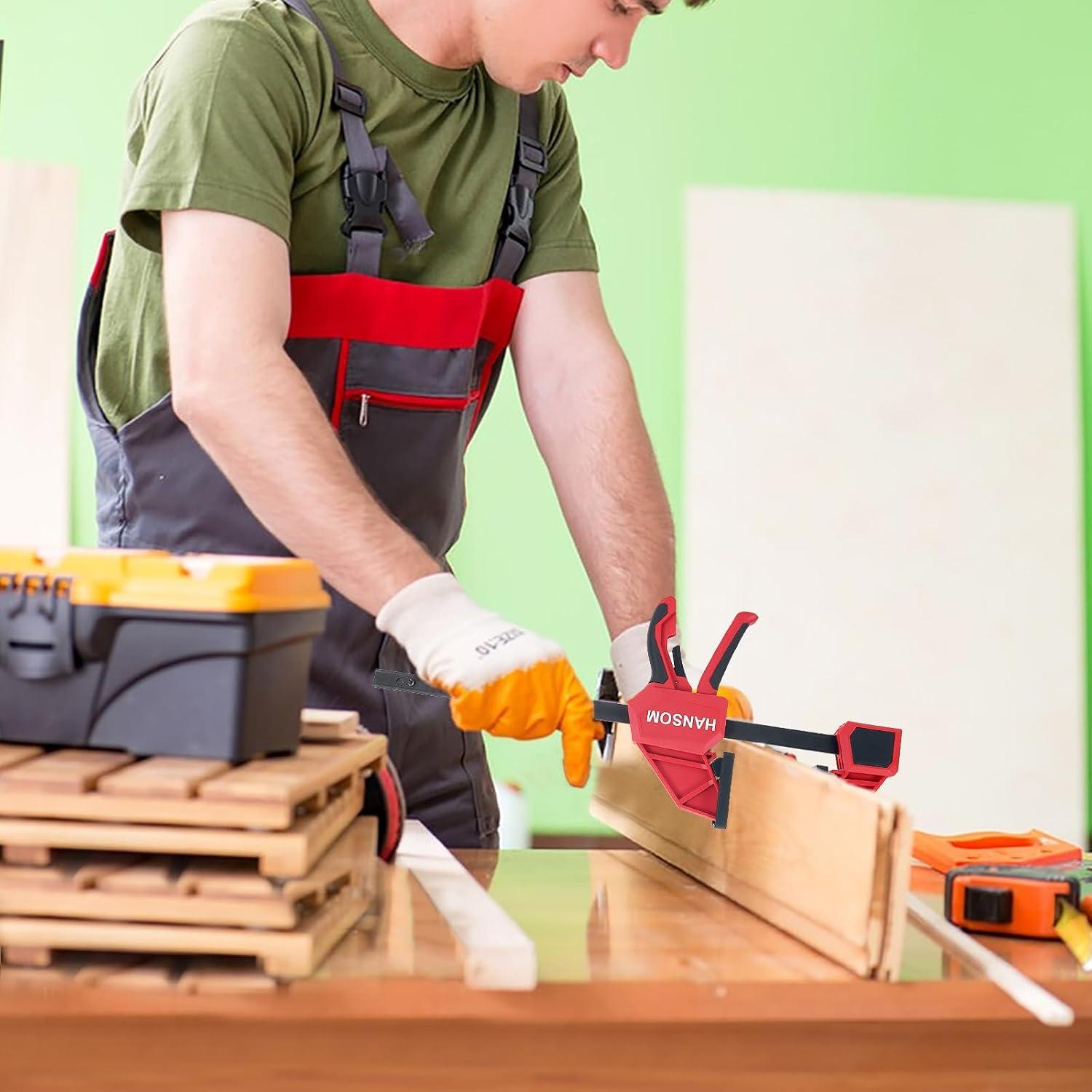 Juego de 4 abrazaderas de carpintería HANSOM 60.96 cm rojas