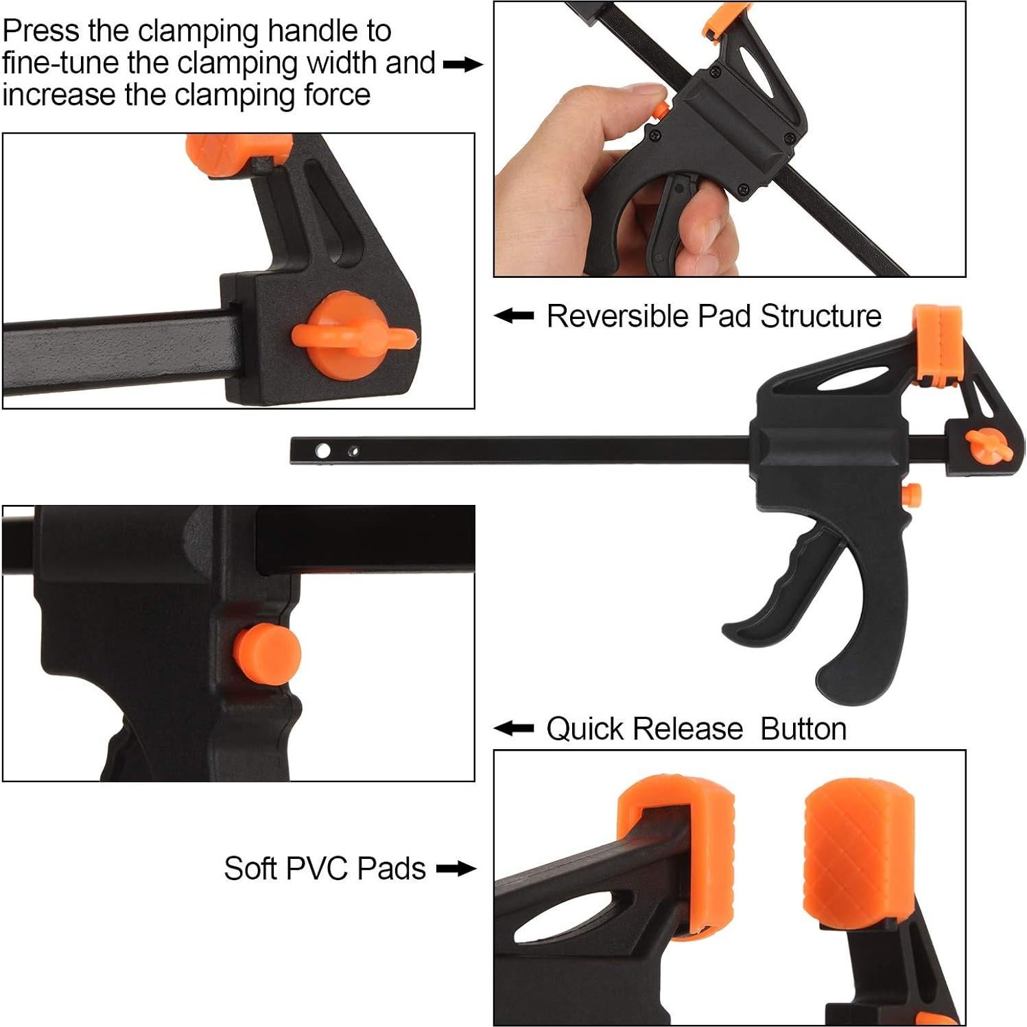 Abrazaderas de barra LISHINE 4" paquete de 8 para madera