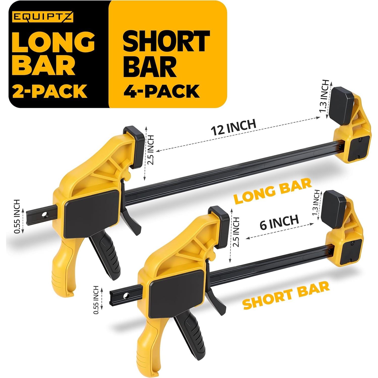 Juego de 6 Abrazaderas de Barra EQUIPTZ 15.24 y 30.48 cm