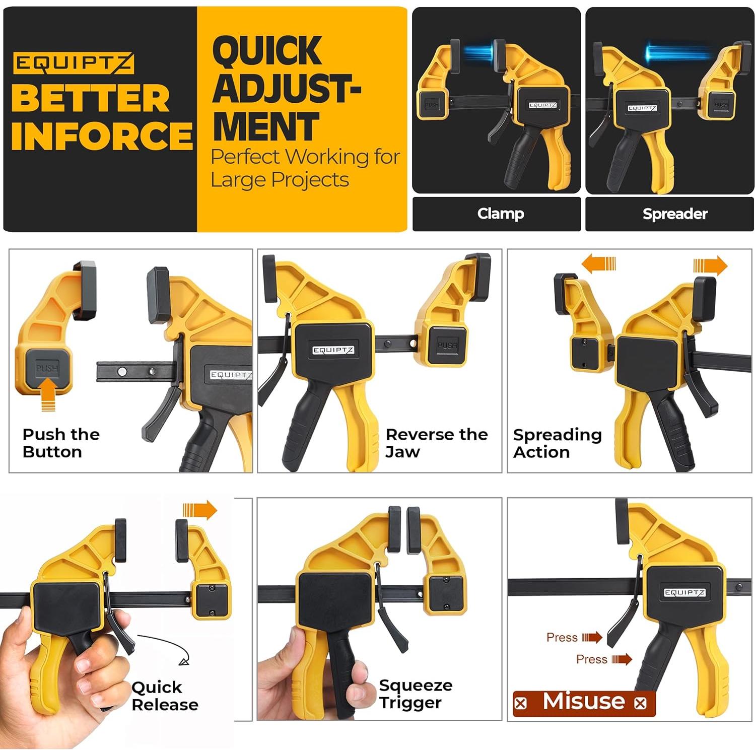 Juego de 6 Abrazaderas de Barra EQUIPTZ 15.24 y 30.48 cm