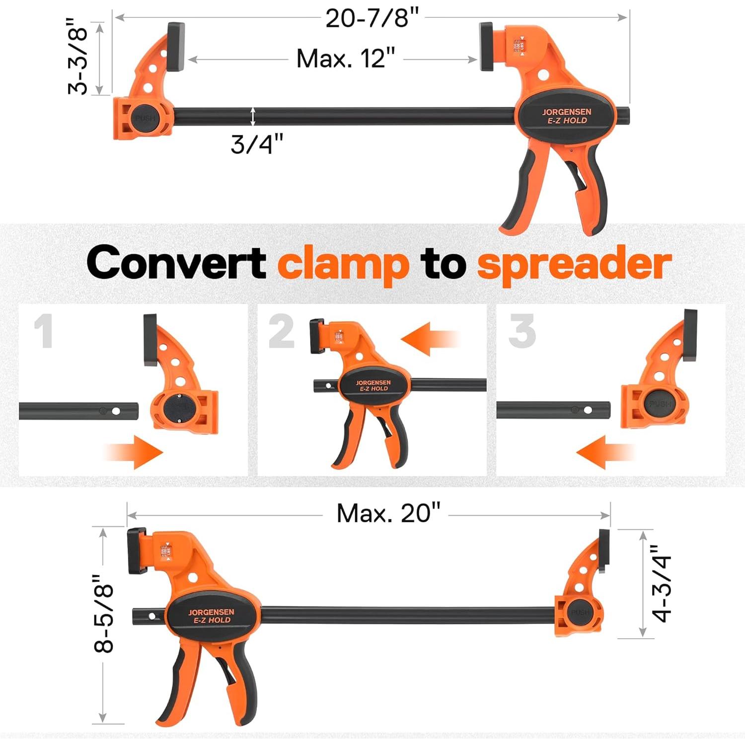 Garras de Bar PONY 12" (30.48 cm) Paquete de 2 con Carga 300 lbs