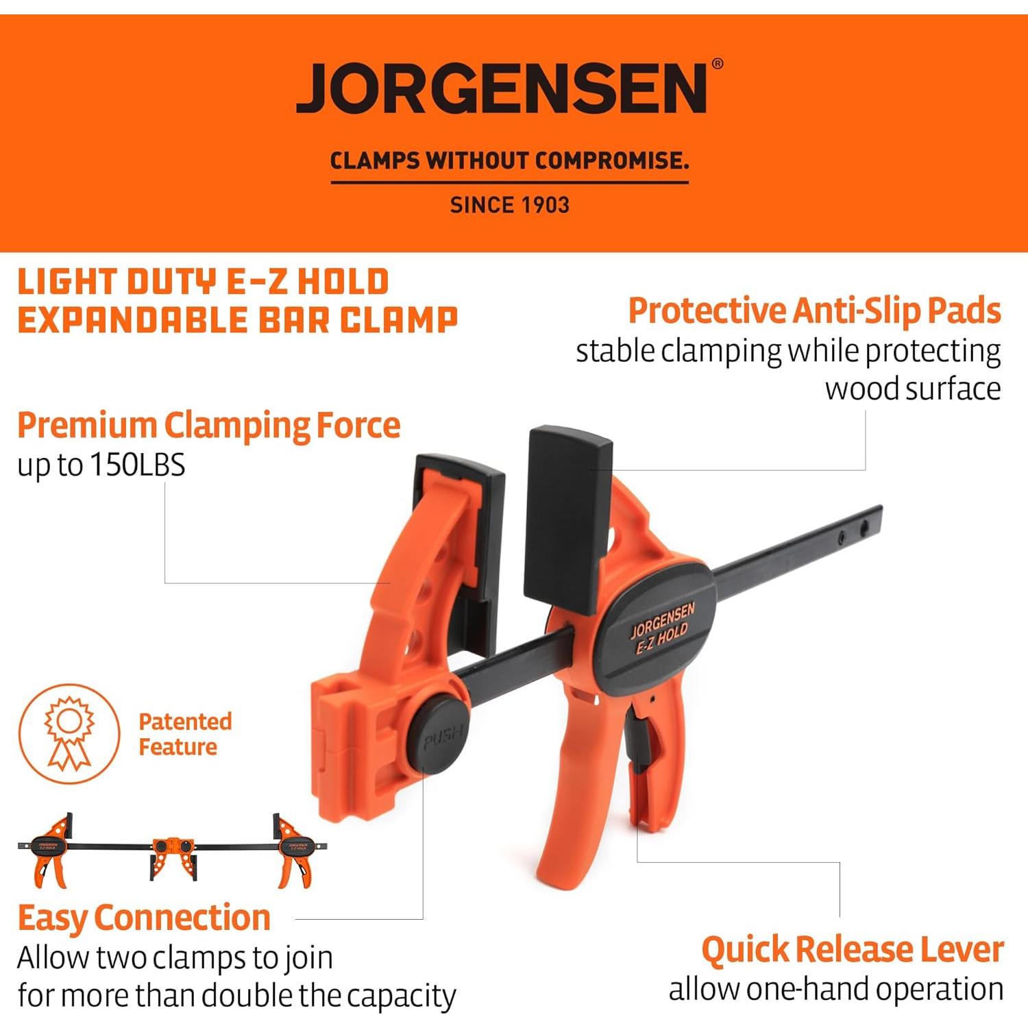 Abrazaderas Jorgensen E-Z Hold 6" Paquete de 4 - 68 kg