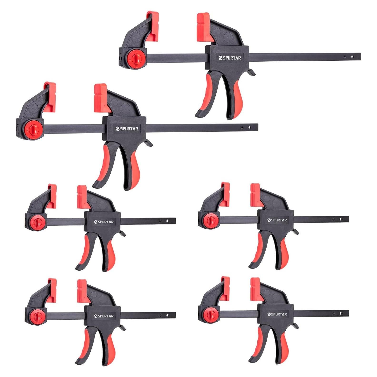 Juego de 6 Abrazaderas de Carpintería Spurtar 15.24 y 30.48 cm