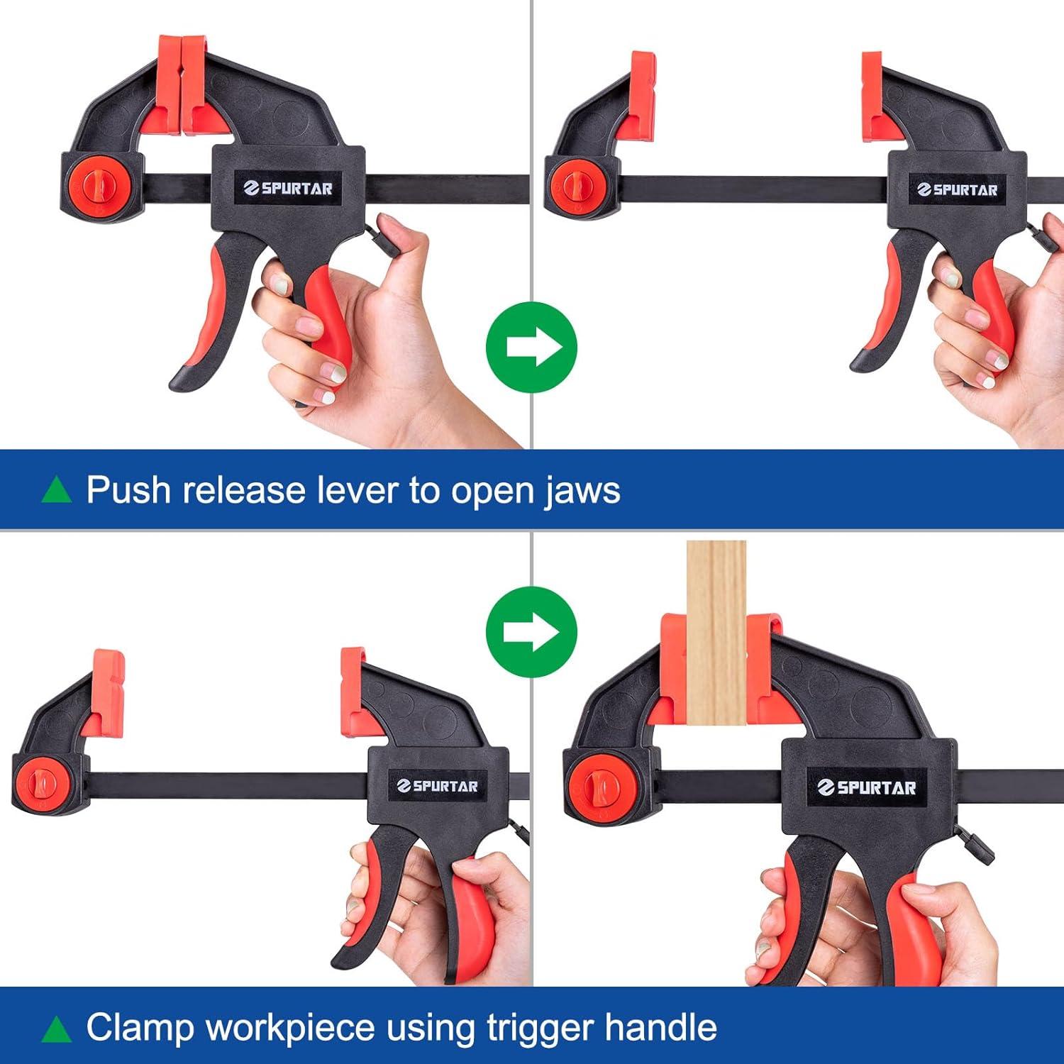 Juego de 6 Abrazaderas de Carpintería Spurtar 15.24 y 30.48 cm