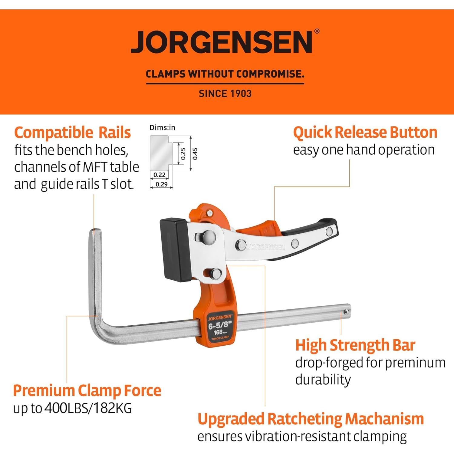 Abrazaderas de Mesa Jorgensen 16.83 cm 2 Piezas 181.44 kg