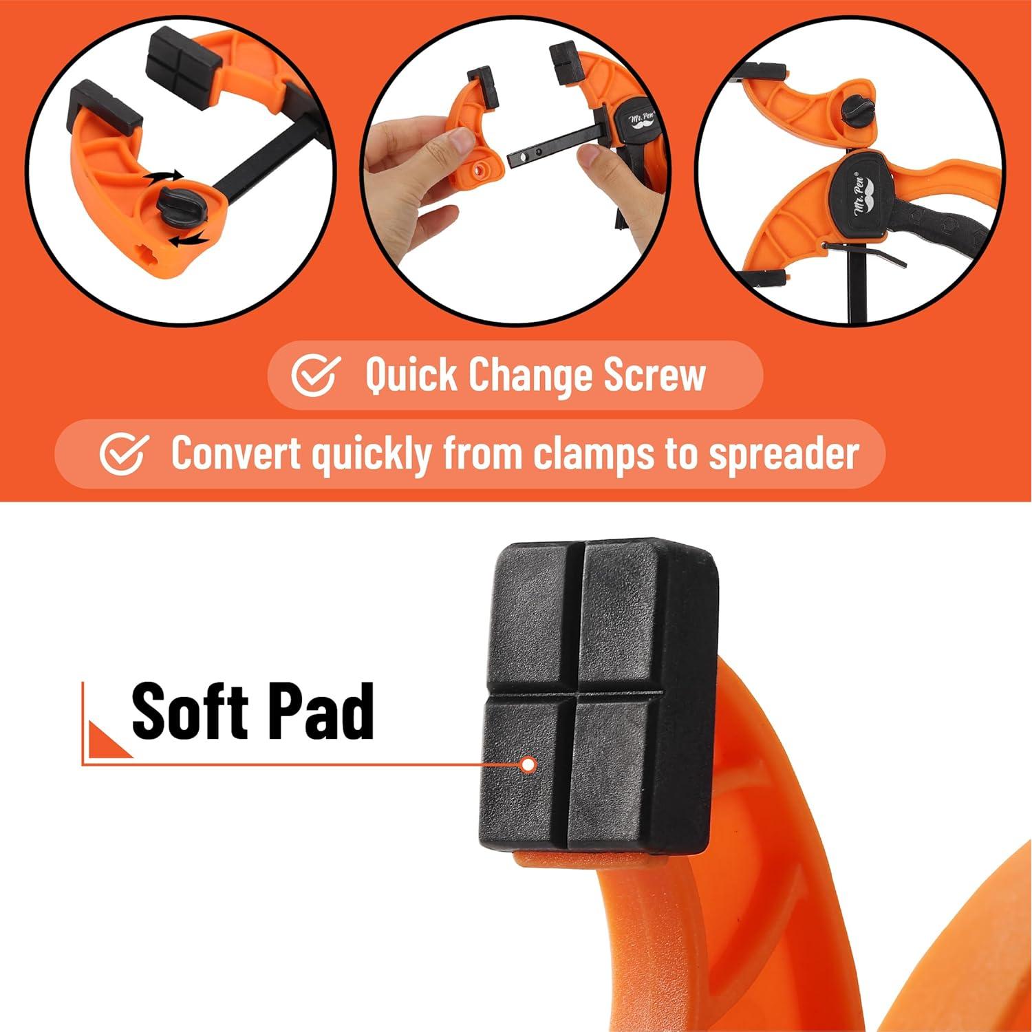 Abrazaderas de Carpintería Mr. Pen 15.24 cm 2 Paquete Naranja