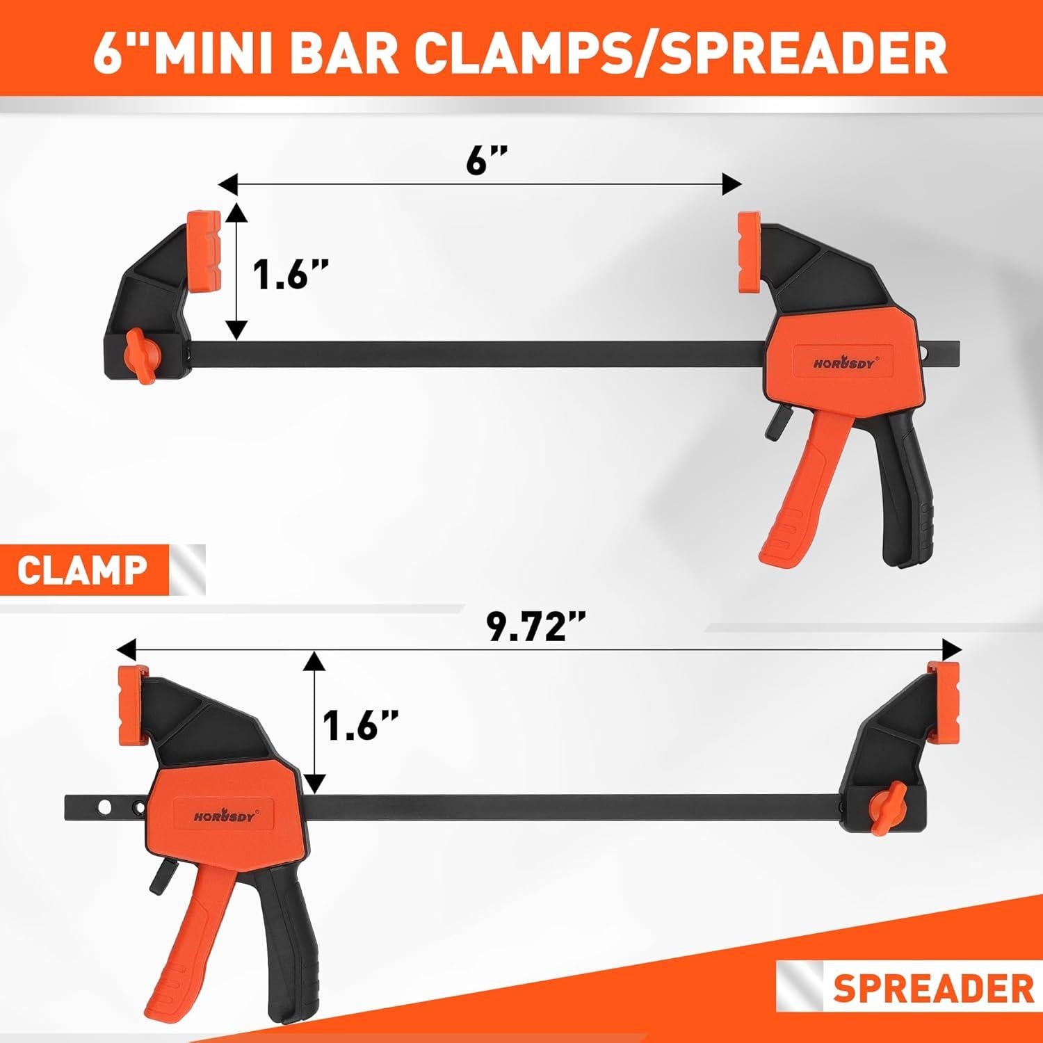 Abrazaderas Rápidas de Carpintería HORUSDY 15.24 cm - 2 Piezas