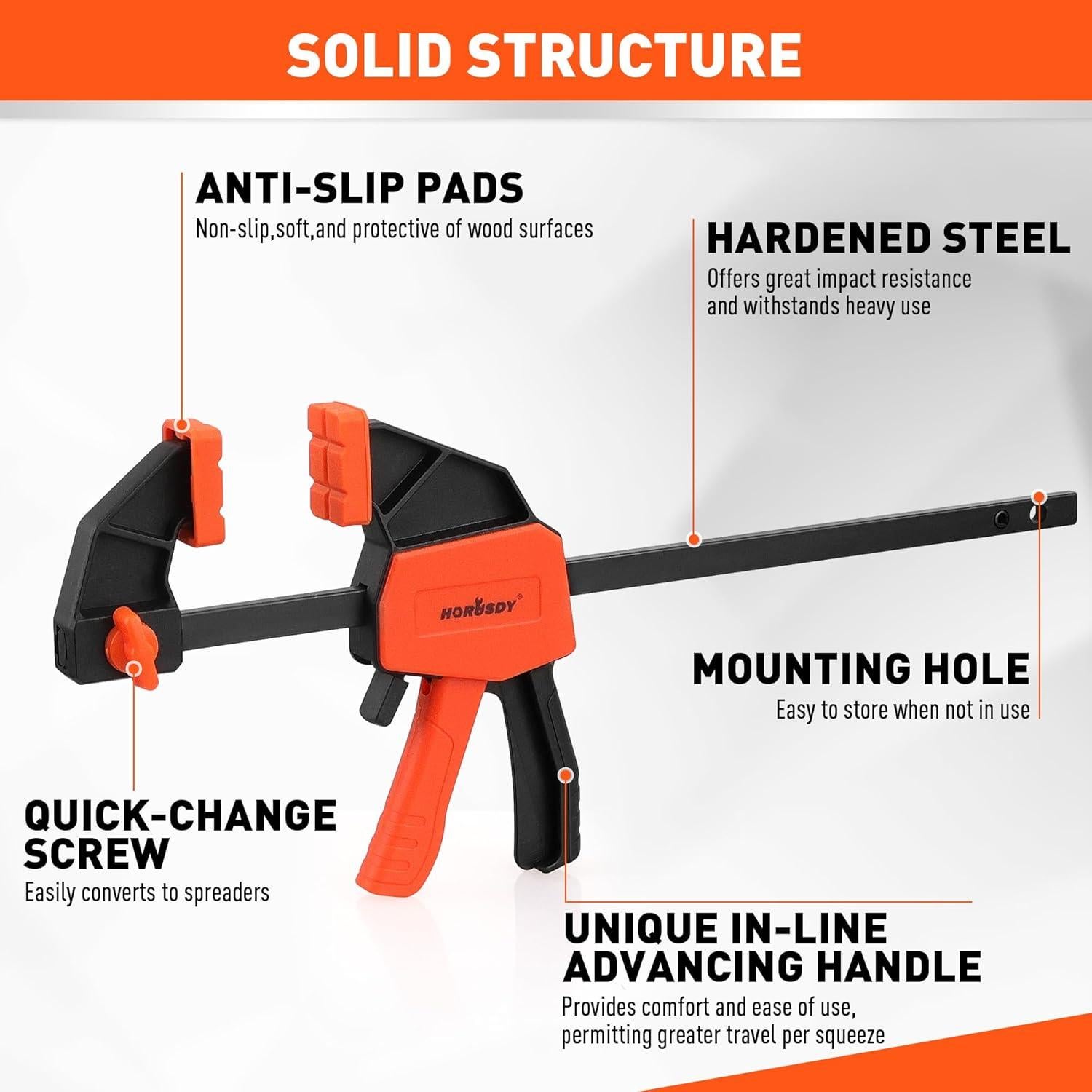 Abrazaderas Rápidas de Carpintería HORUSDY 15.24 cm - 2 Piezas