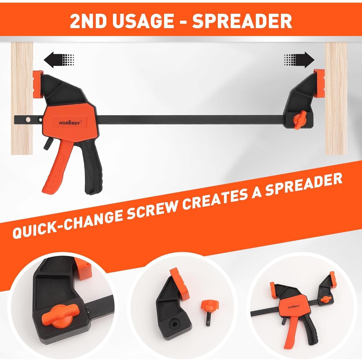 Abrazaderas Rápidas de Carpintería HORUSDY 15.24 cm - 2 Piezas