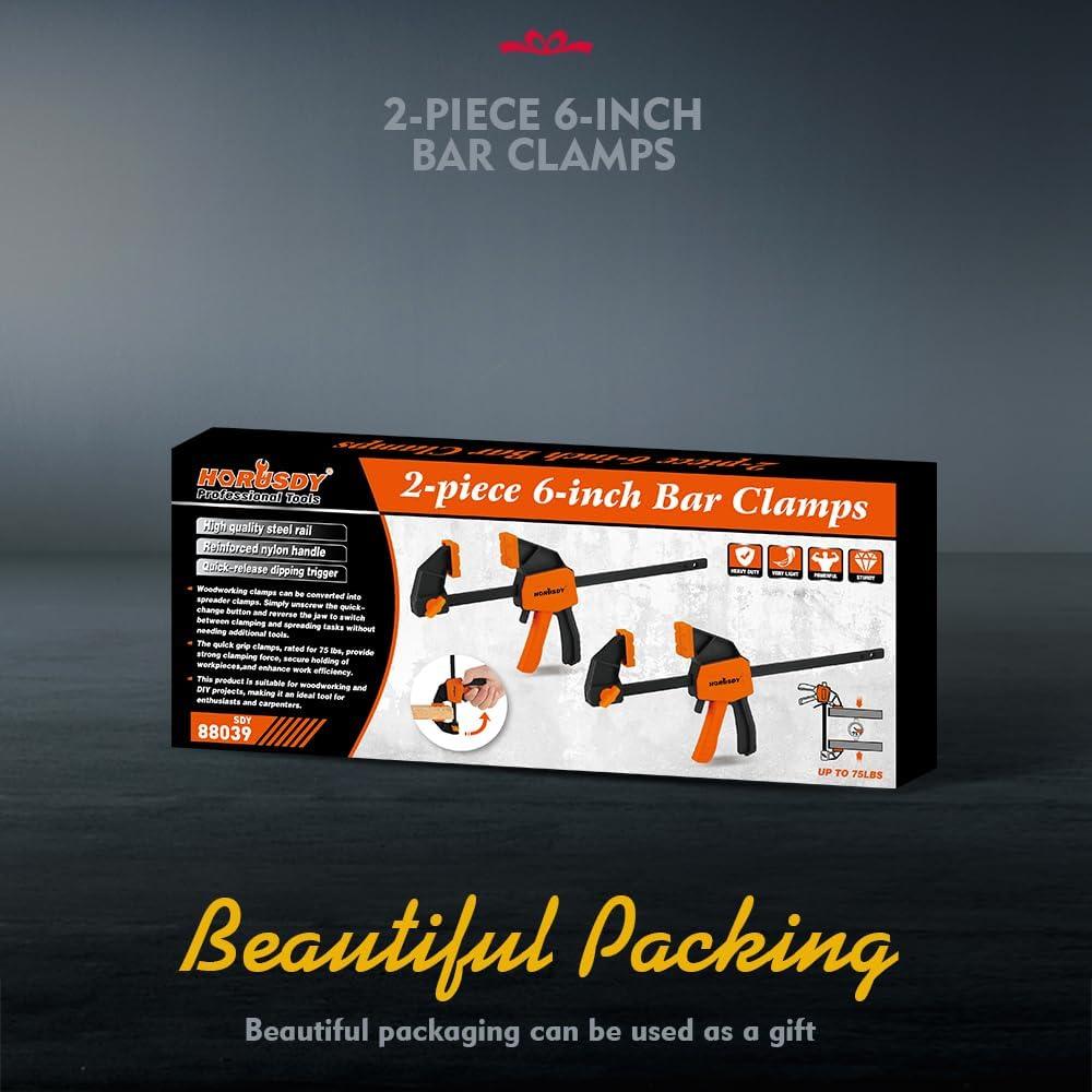 Abrazaderas Rápidas de Carpintería HORUSDY 15.24 cm - 2 Piezas