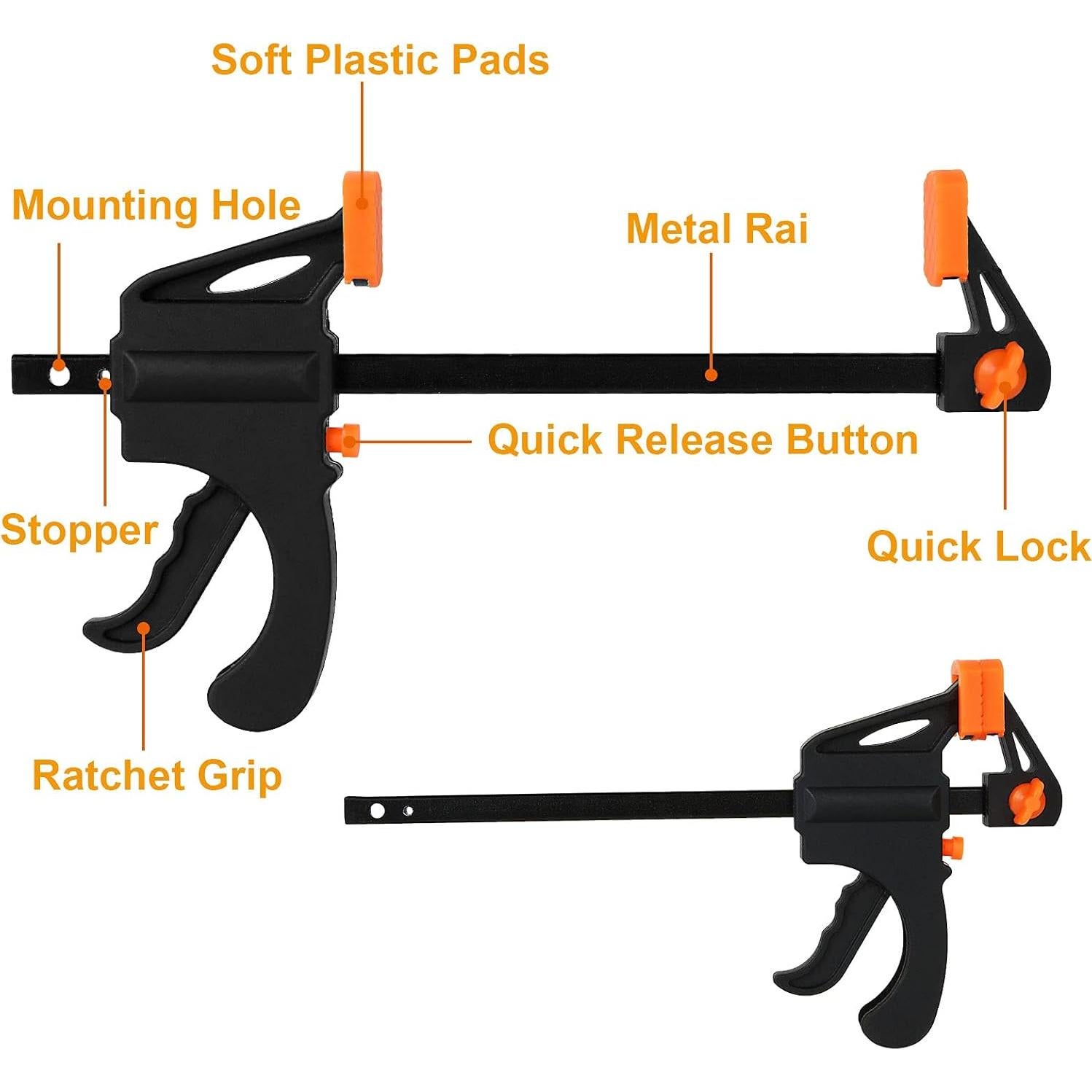 Paquete de 12 Abrazaderas de Barra LISHINE 10.16 cm para Carpintería