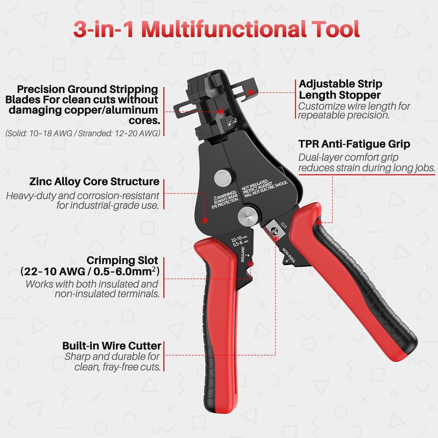 Pelacables Automático GKG 3 en 1 para Cables 10-22 AWG