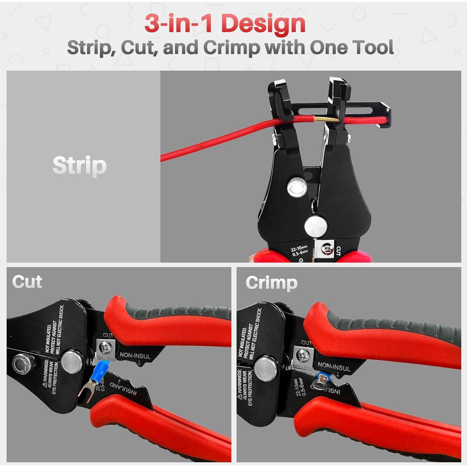 Pelacables Automático GKG 3 en 1 para Cables 10-22 AWG