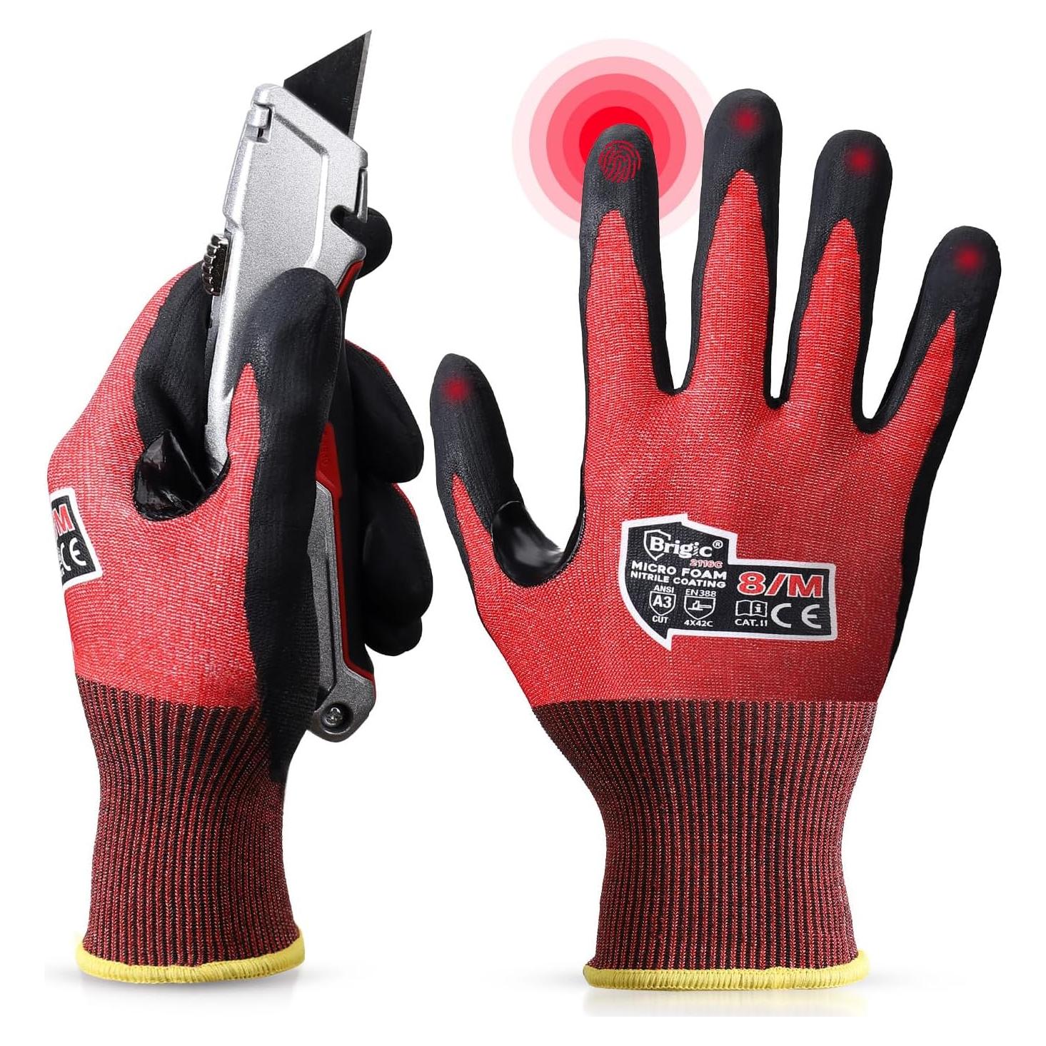 Guantes resistentes a cortes Level 3 Micro Foam Nitrilo Rojo