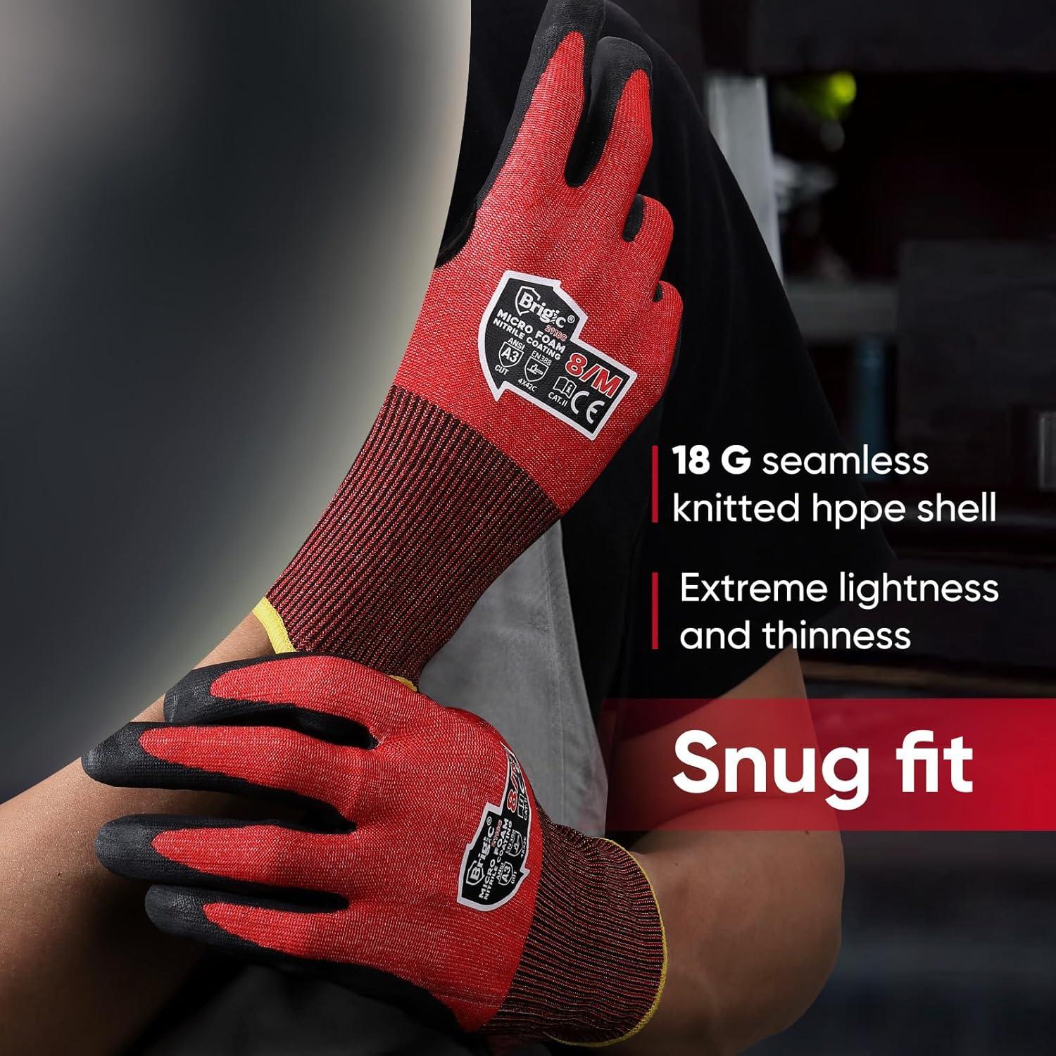 Guantes resistentes a cortes Level 3 Micro Foam Nitrilo Rojo