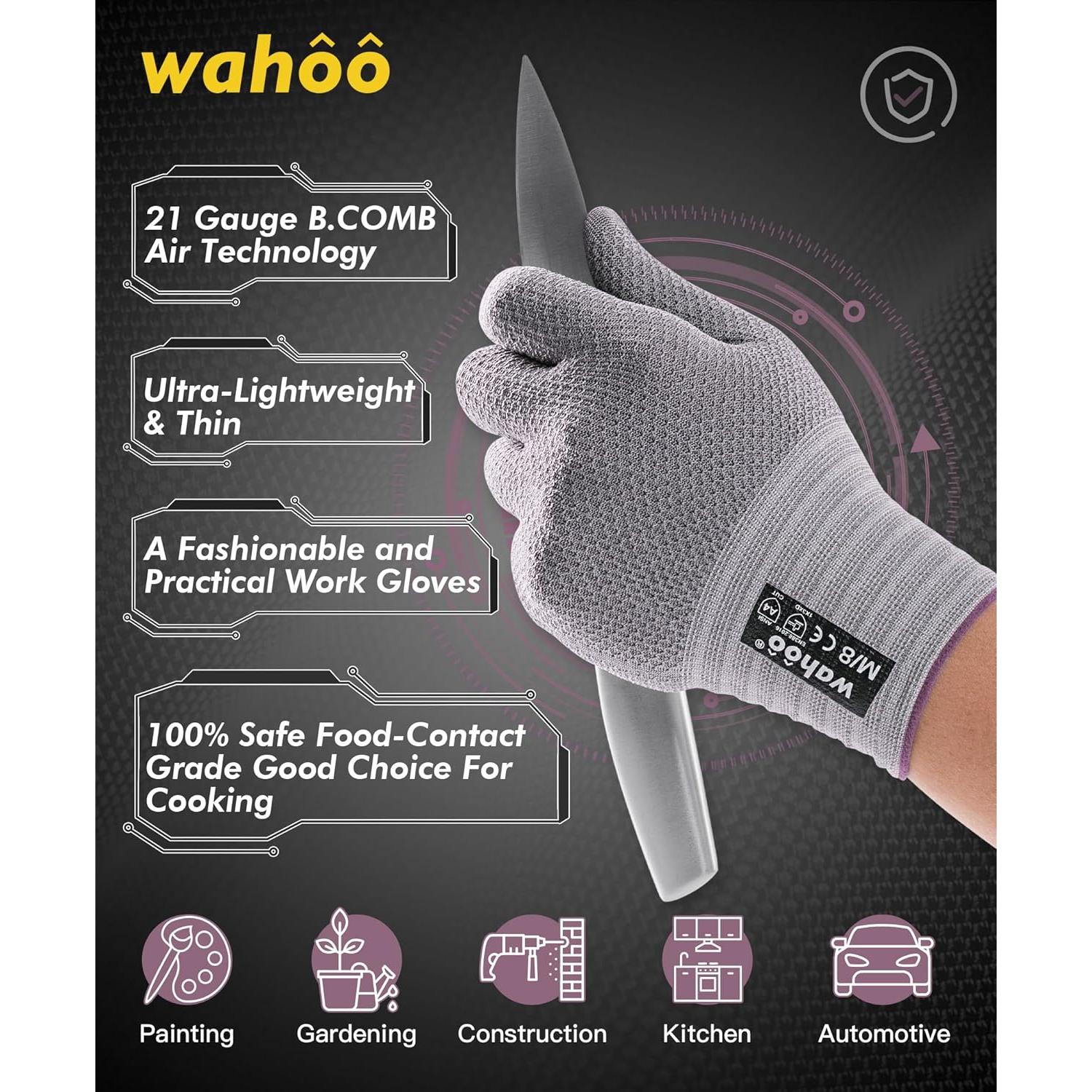 Guantes resistentes a cortes Wahoo 21 Gauge B.COMB Air grado alimenticio