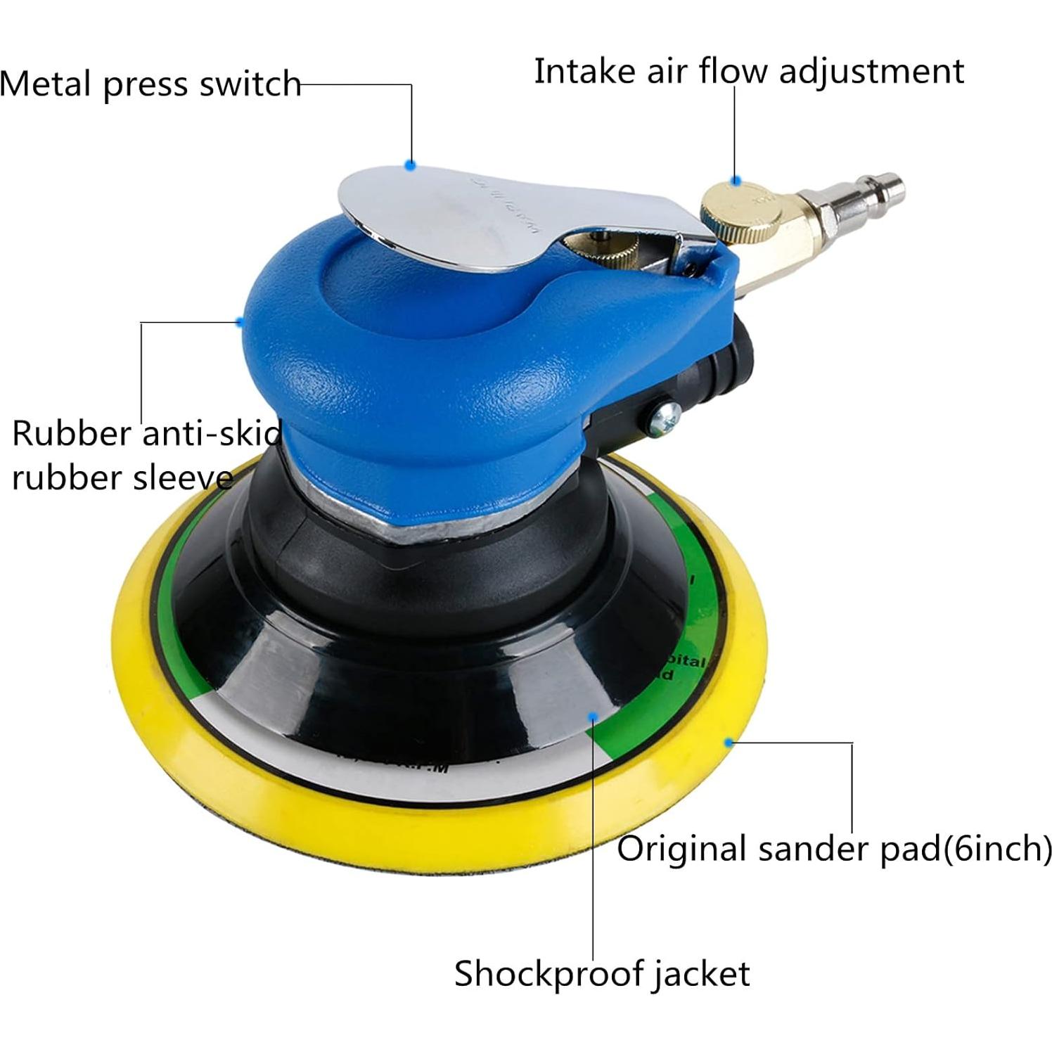 Lijadora orbital de aire BPJOWVIL 6" con vacío 12000 RPM